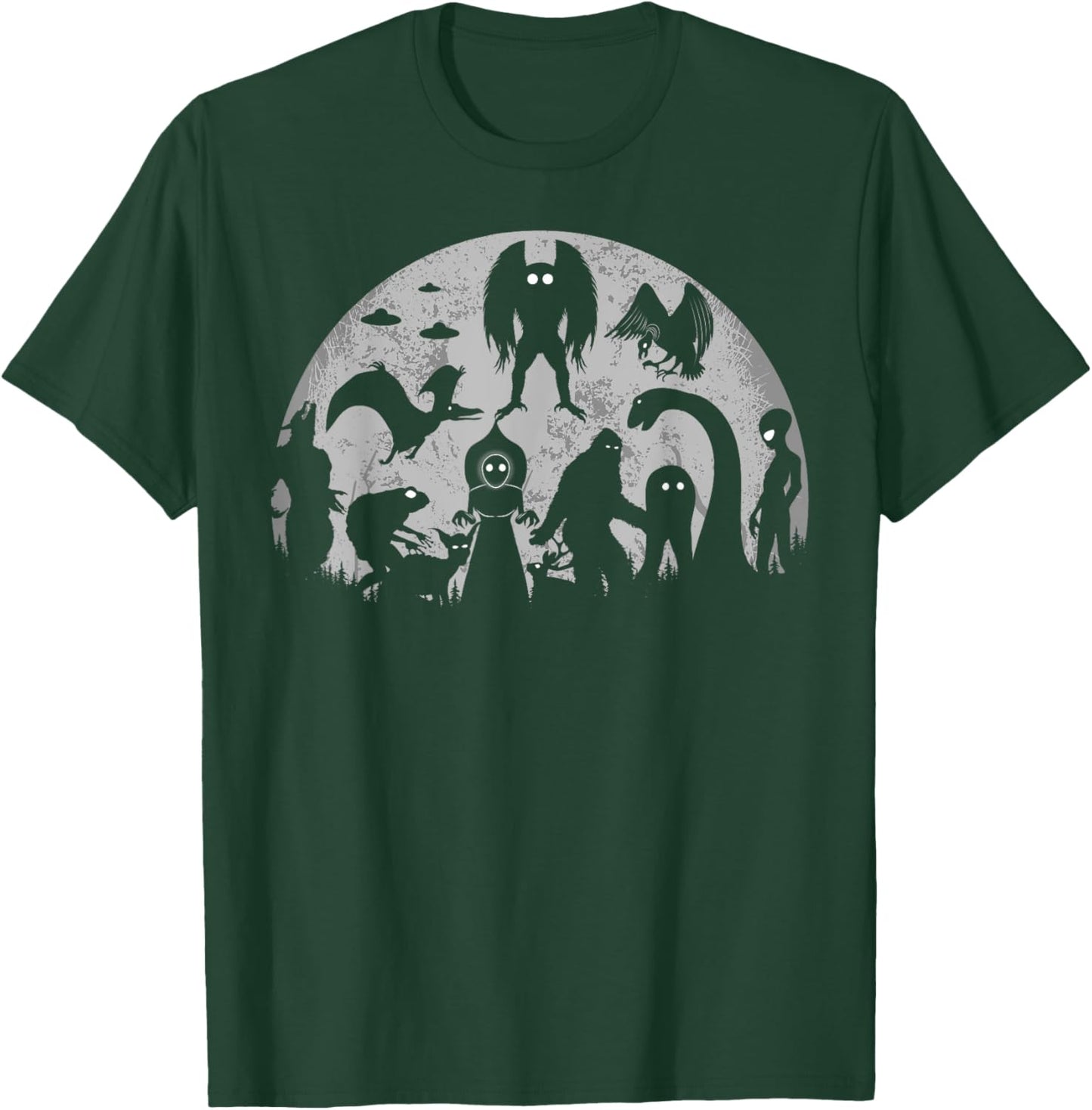 Bigfoot Loch Ness Monster Mothman And Aliens Funny Cryptid T-Shirt - T-Shirt | Forest
