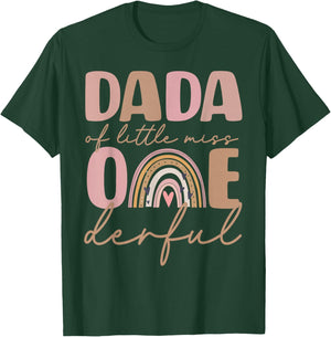 Dada of Little Miss Onederful First Birthday Boho Rainbow T-Shirt - T-Shirt | Forest