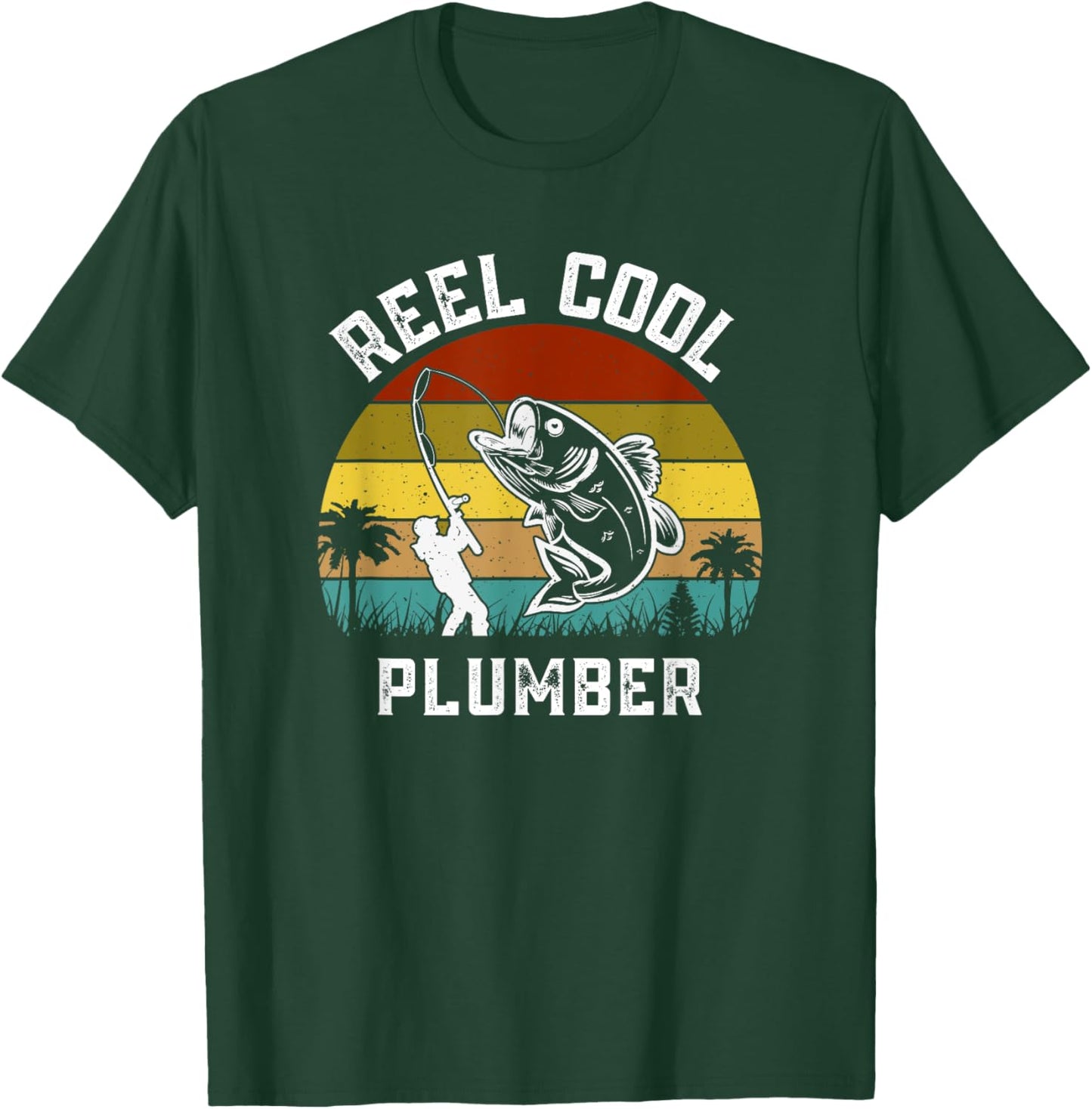Reel Cool Plumber Fisherman Fishing Vintage Retro T-Shirt - T-Shirt | Forest