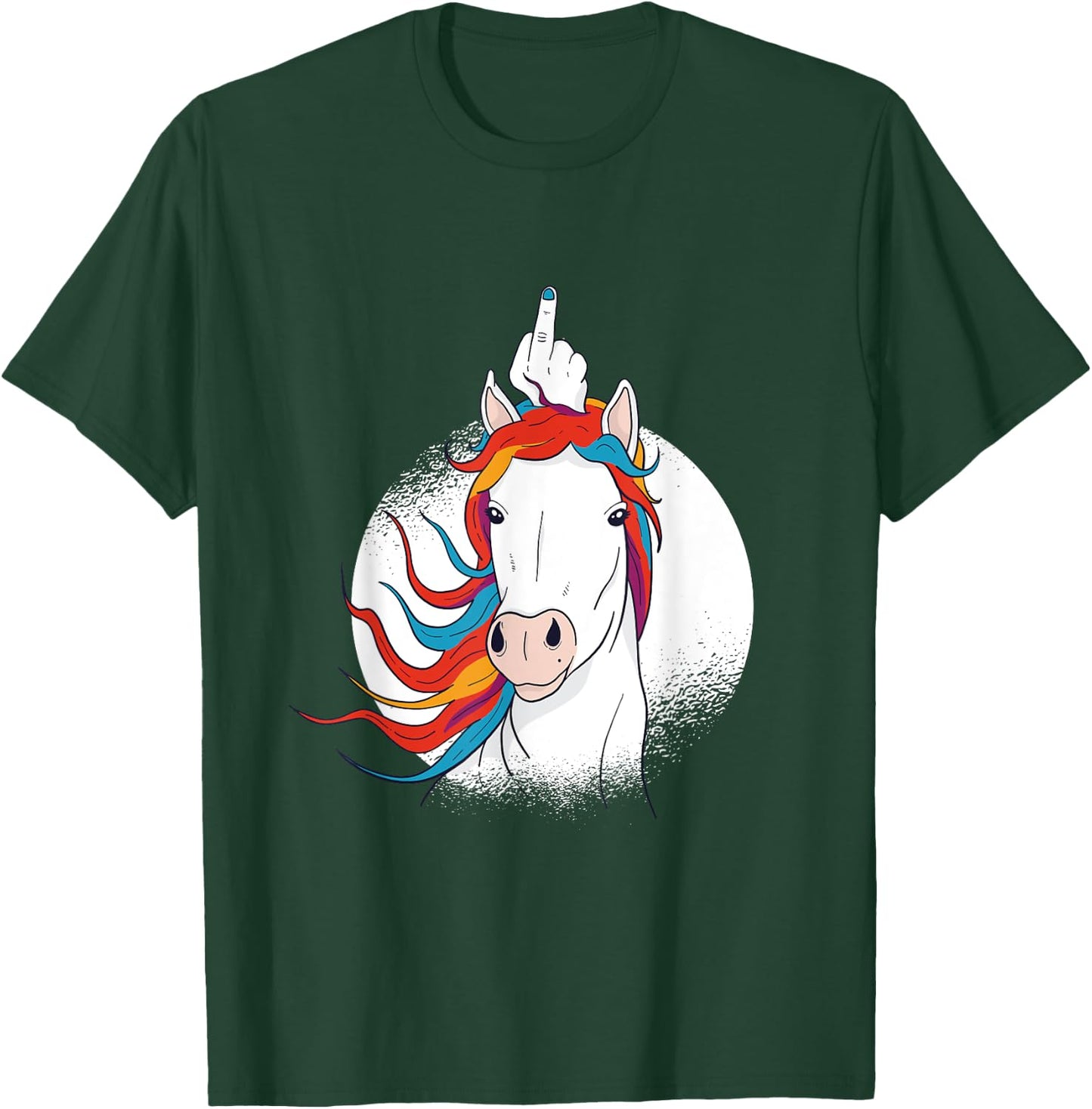 Crude Humor Funny Unicorn Middle Finger Sarcasm Adult Fun T-Shirt - T-Shirt | Forest