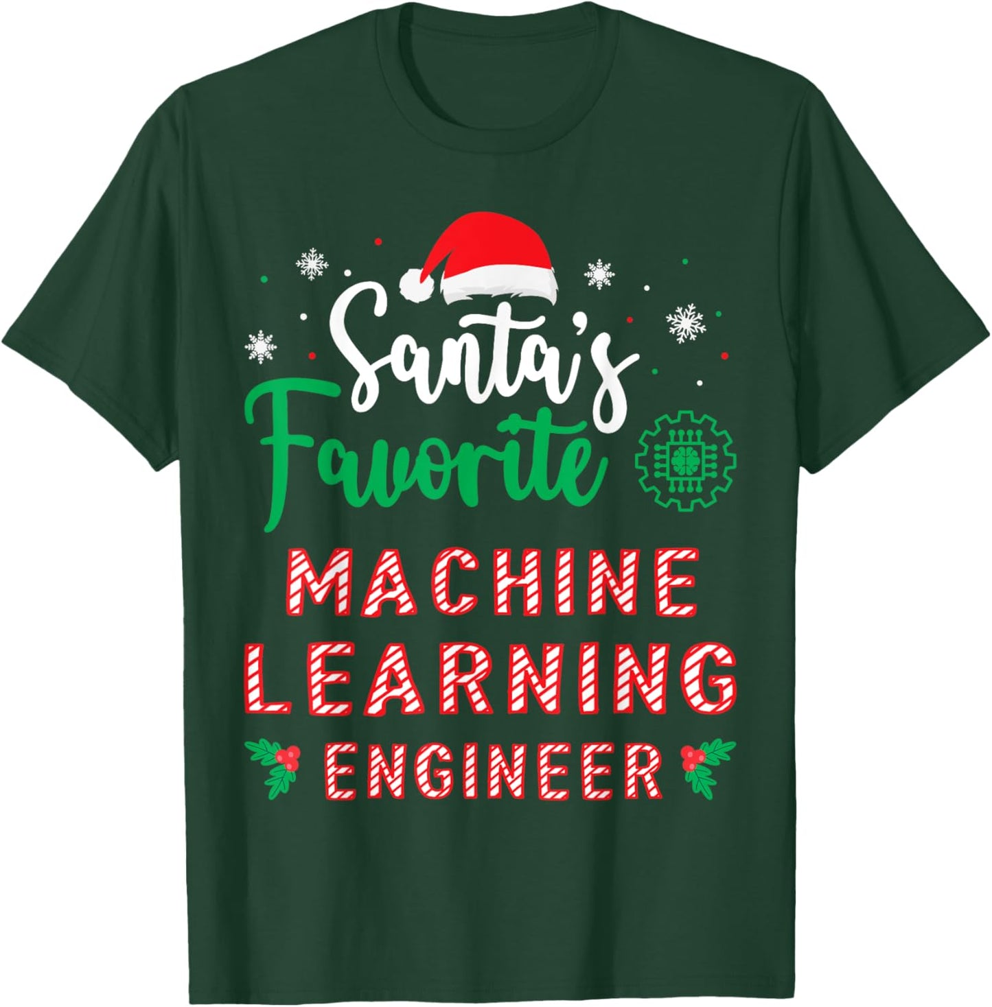 Christmas Artificial Intelligence Machine Learning Engineer T-Shirt - T-Shirt | Forest