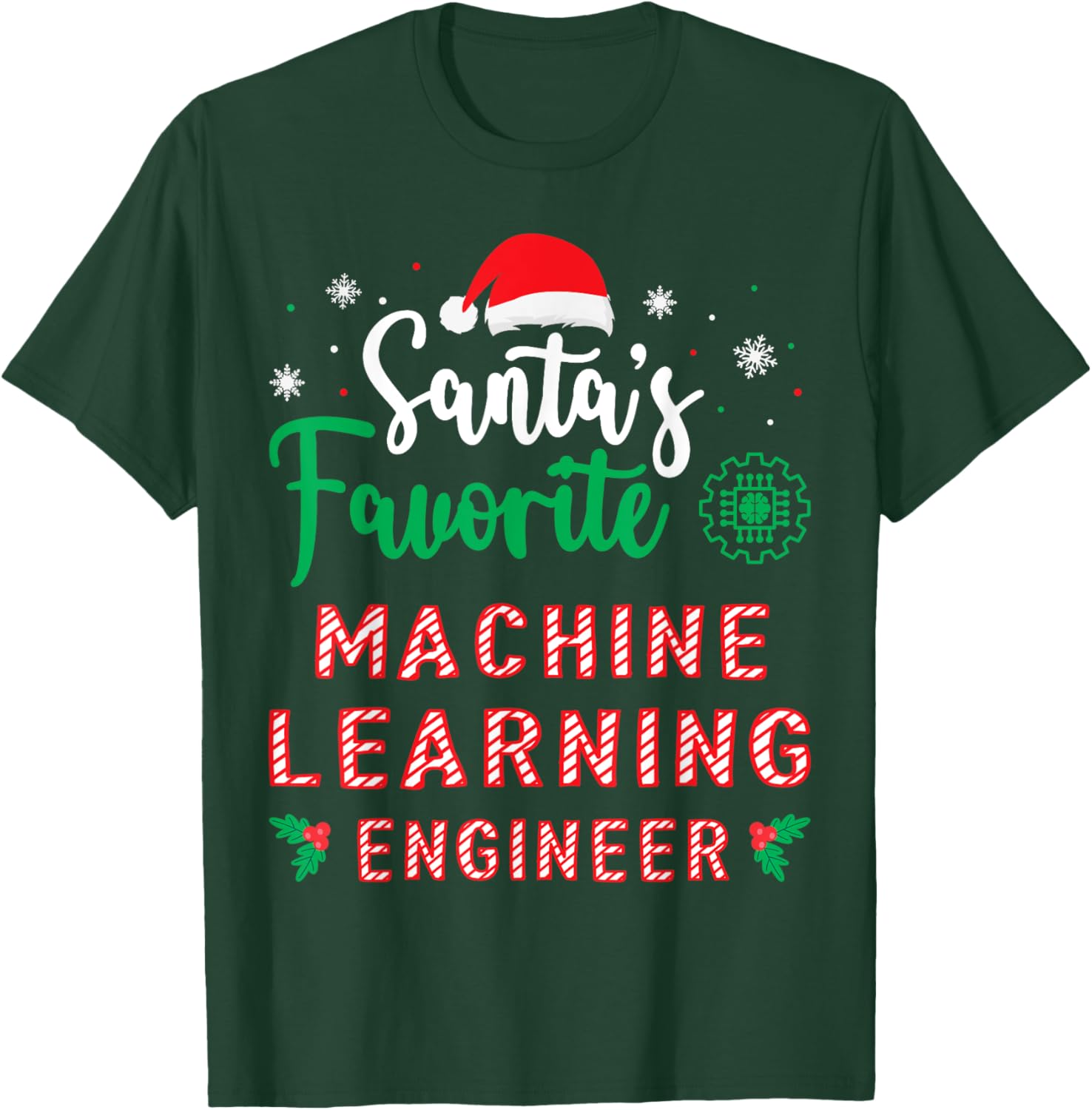 Christmas Artificial Intelligence Machine Learning Engineer T-Shirt - T-Shirt | Forest