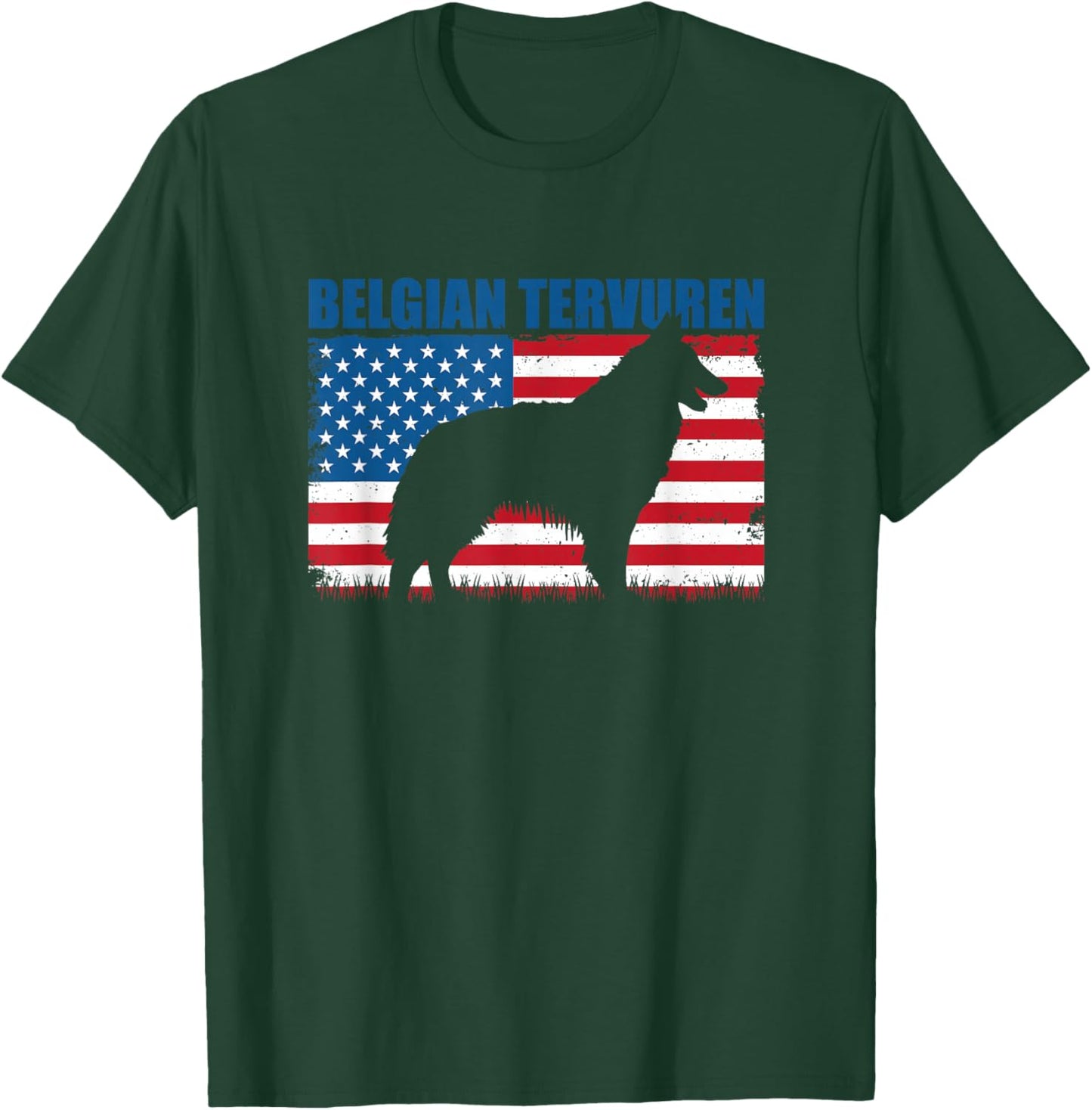 American Flag Belgian Tervuren Women Kids Men T-Shirt - T-Shirt | Forest