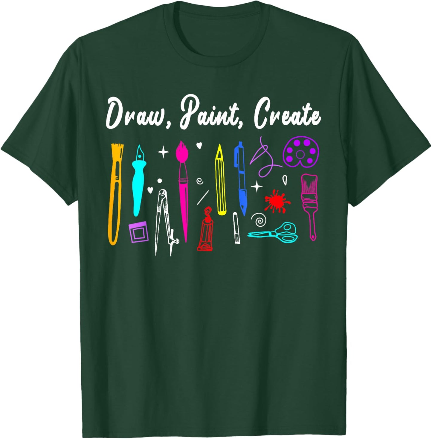 Draw Paint Create Artist Funny Art Teacher Gift Women Kids T-Shirt - T-Shirt | Forest
