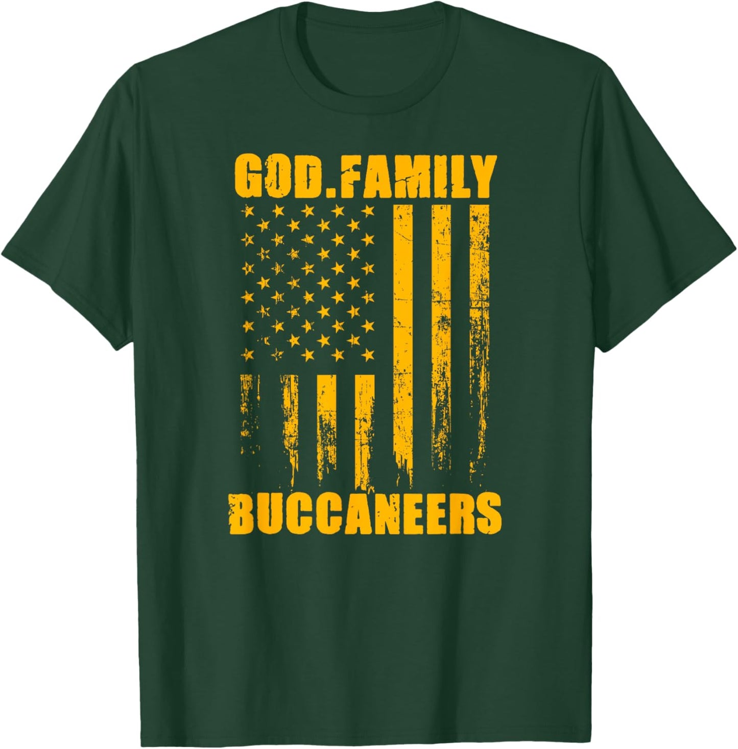 Kingston Buccaneers God. Family. Vintage USA Flag T-Shirt - T-Shirt | Forest