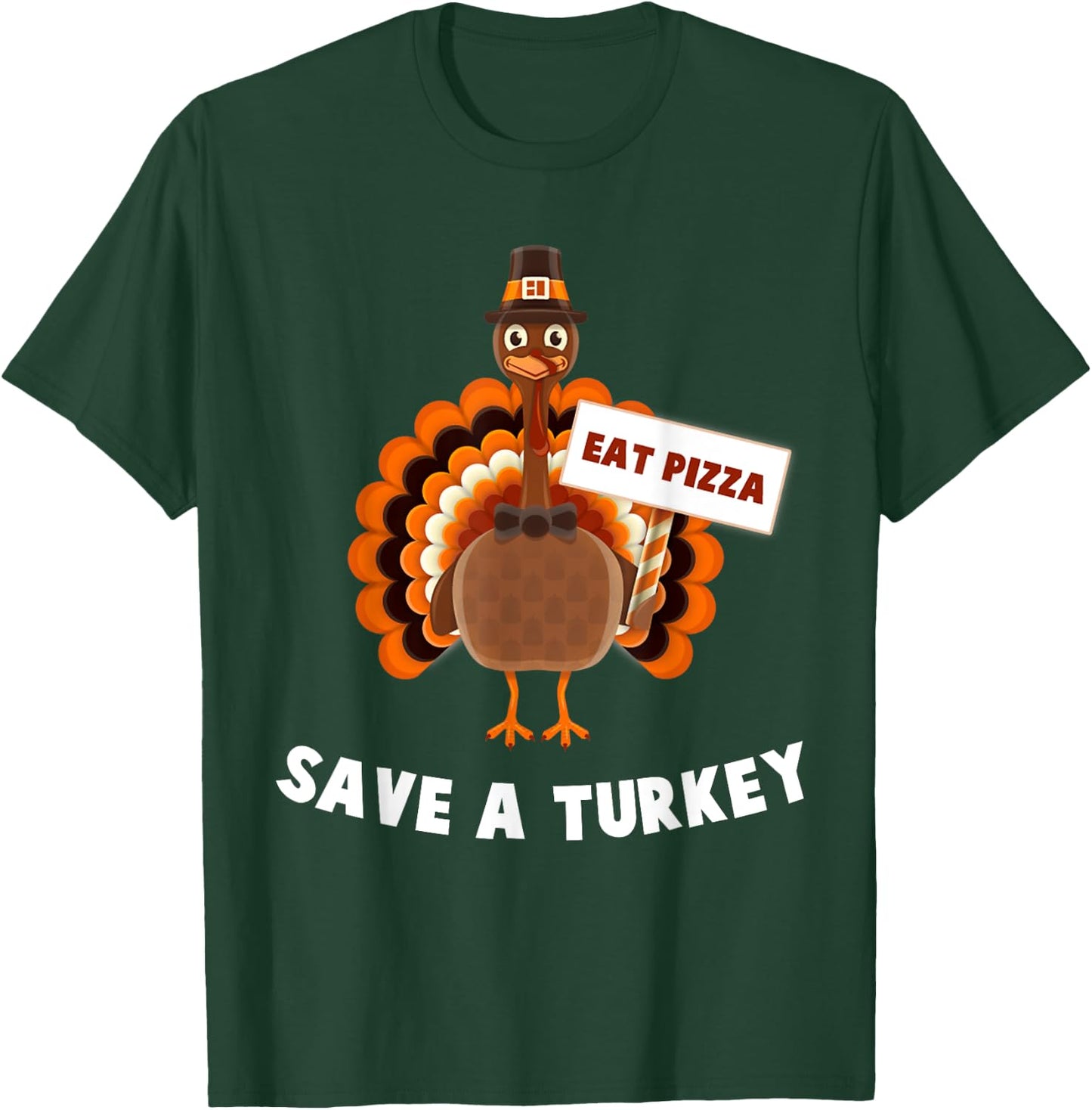 Turkey Eat Pizza Funny Thanksgiving T-Shirt - T-Shirt | Forest