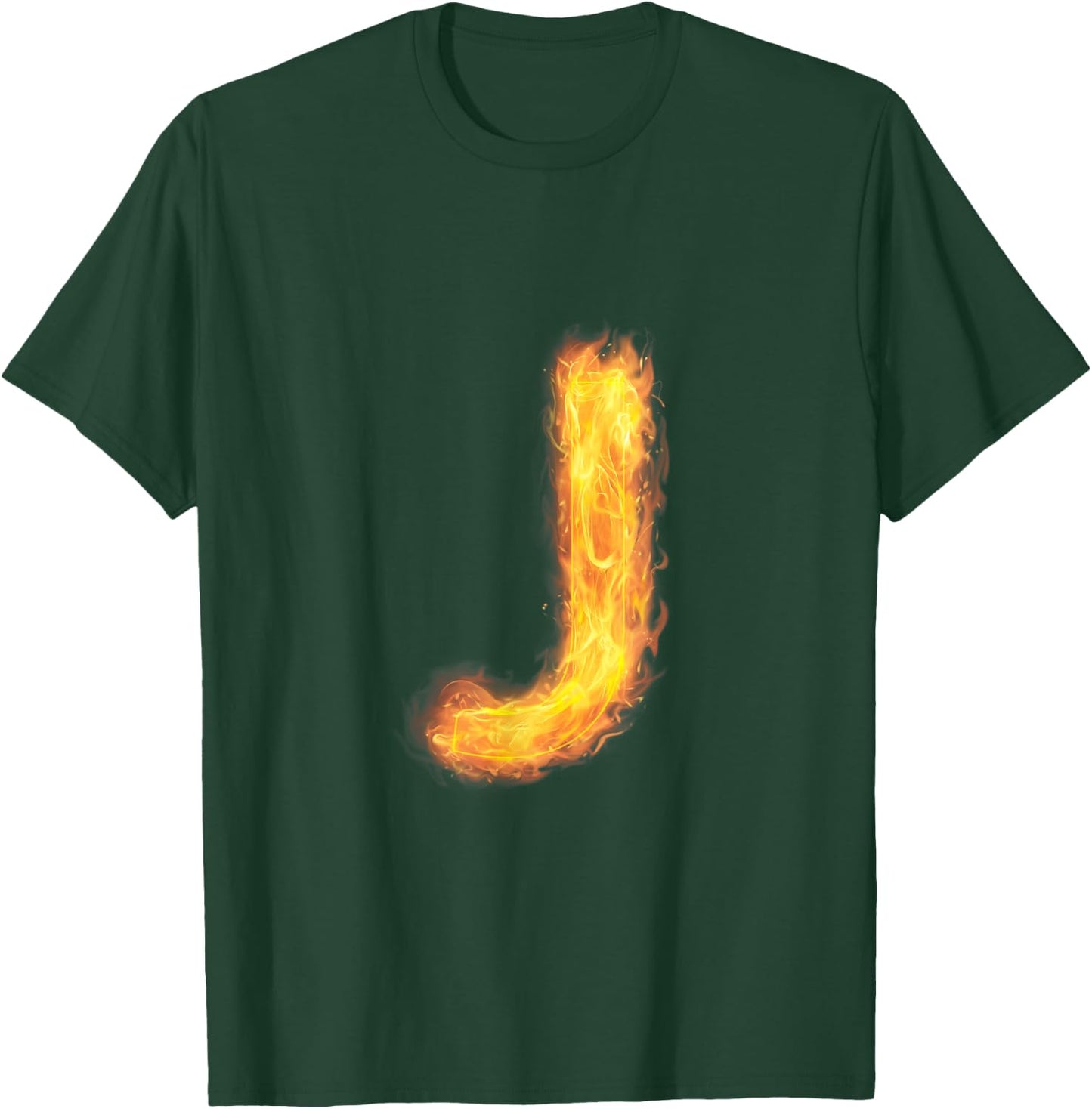 Letter J Sign Alphabet Last Name Consonants Fire Flame Gift T-Shirt - T-Shirt | Forest