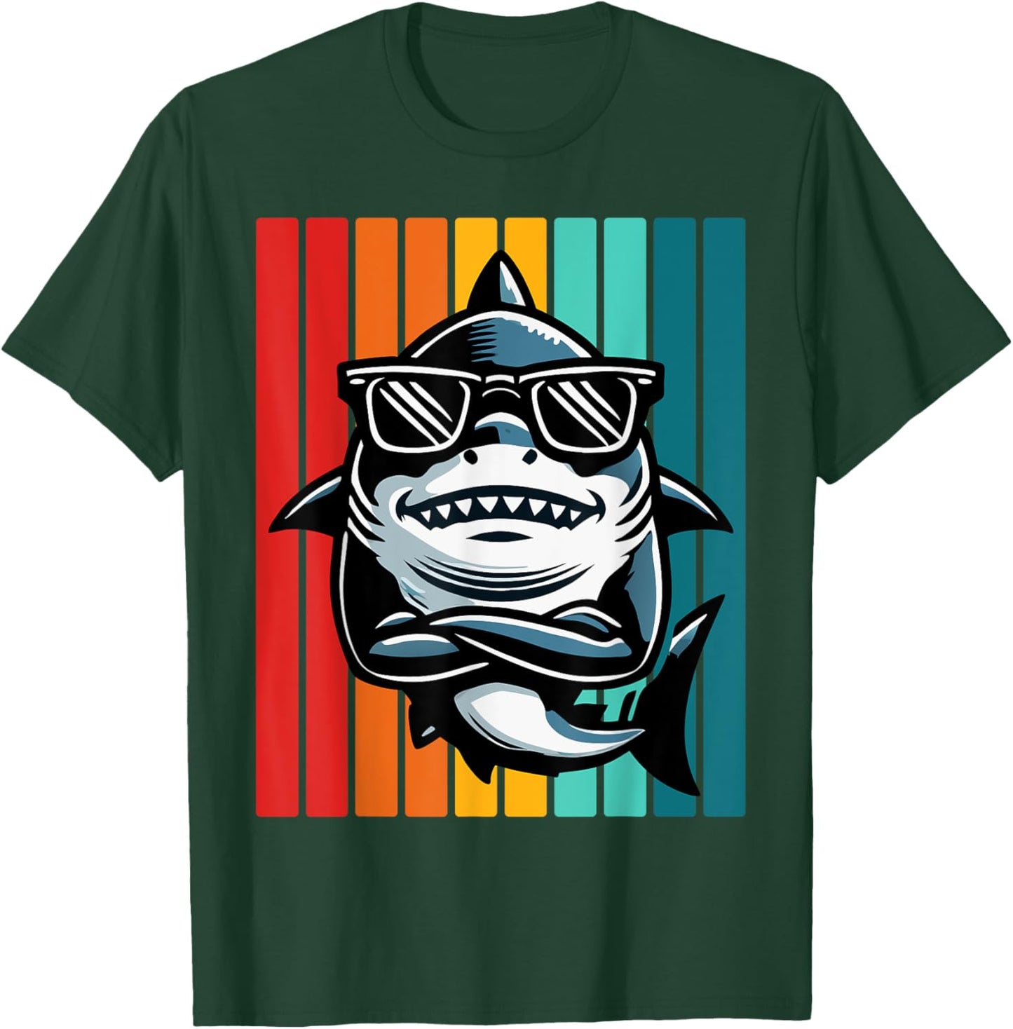 Cool Retro Shark in Sunglasses 70s 80s 90s Funny Shark T-Shirt - T-Shirt | Forest