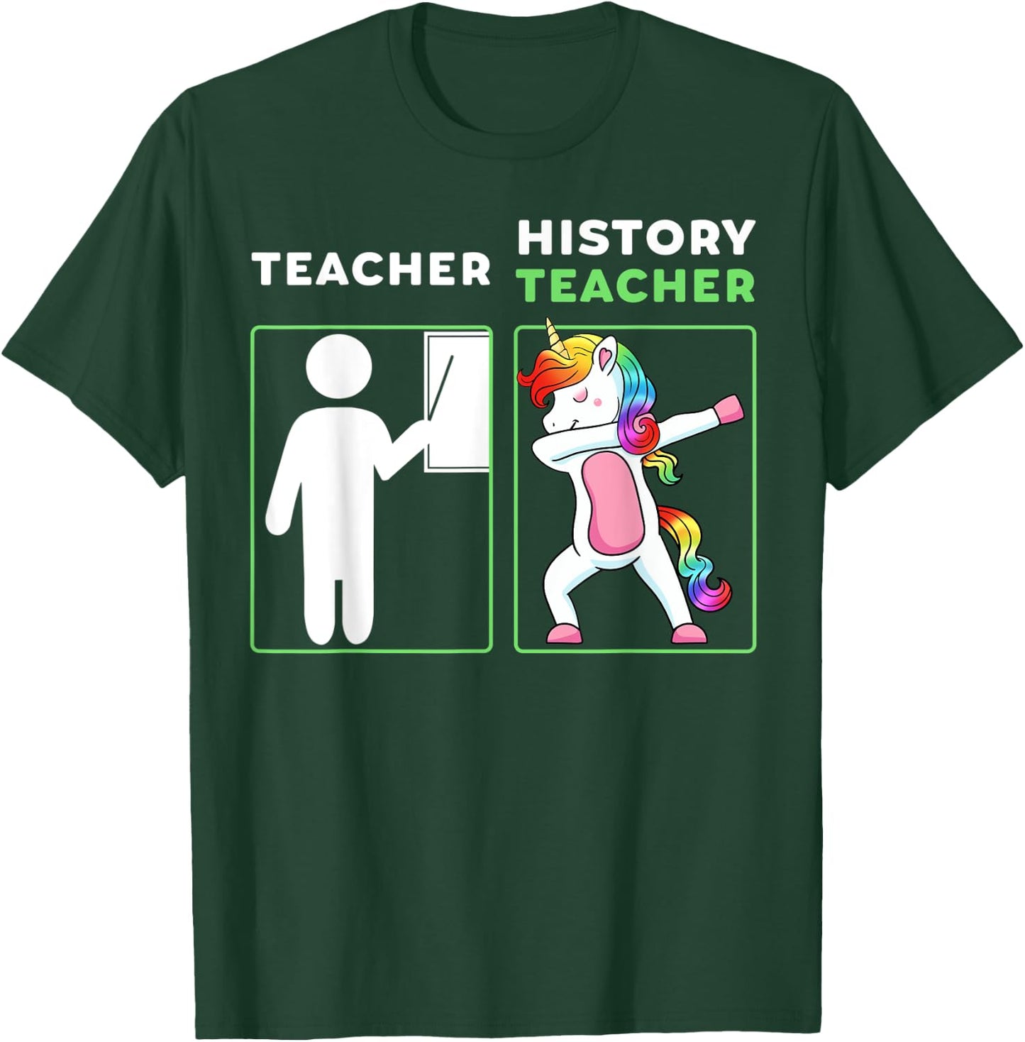 History Teacher Dabbing Professor Educator Unicorn T-Shirt - T-Shirt | Forest