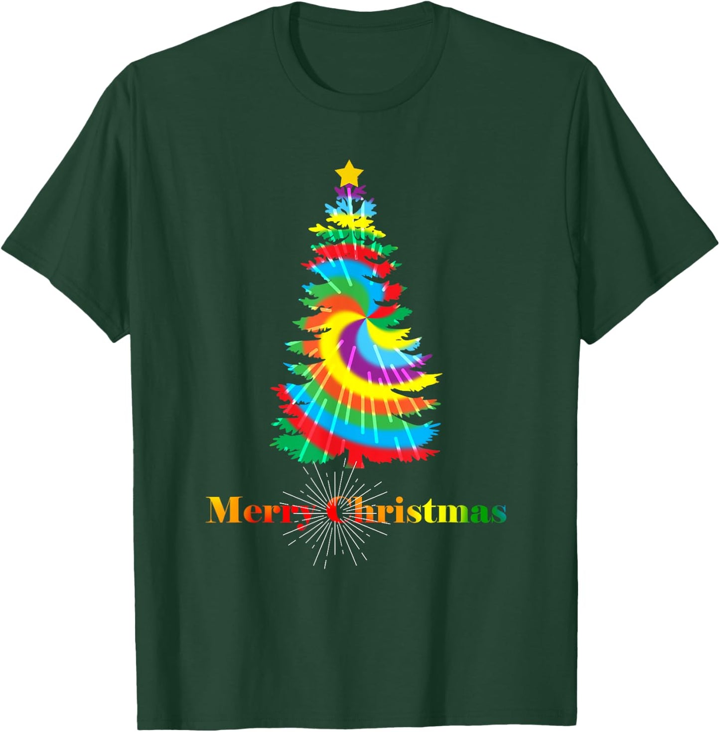 Tie Dye Colorful Retro Family Christmas Tree Holiday Gift T-Shirt - T-Shirt | Forest
