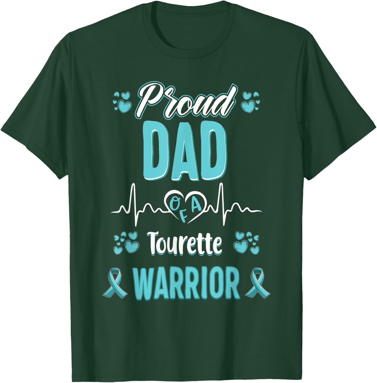proud Dad Tourette syndrome warrior awareness ribbon T-Shirt - T-Shirt | Forest