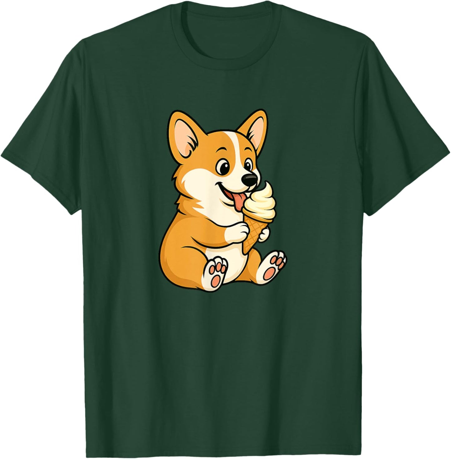 Corgi Ice Cream Zoo Animal Lover Kawaii Boys Girls Kids T-Shirt - T-Shirt | Forest