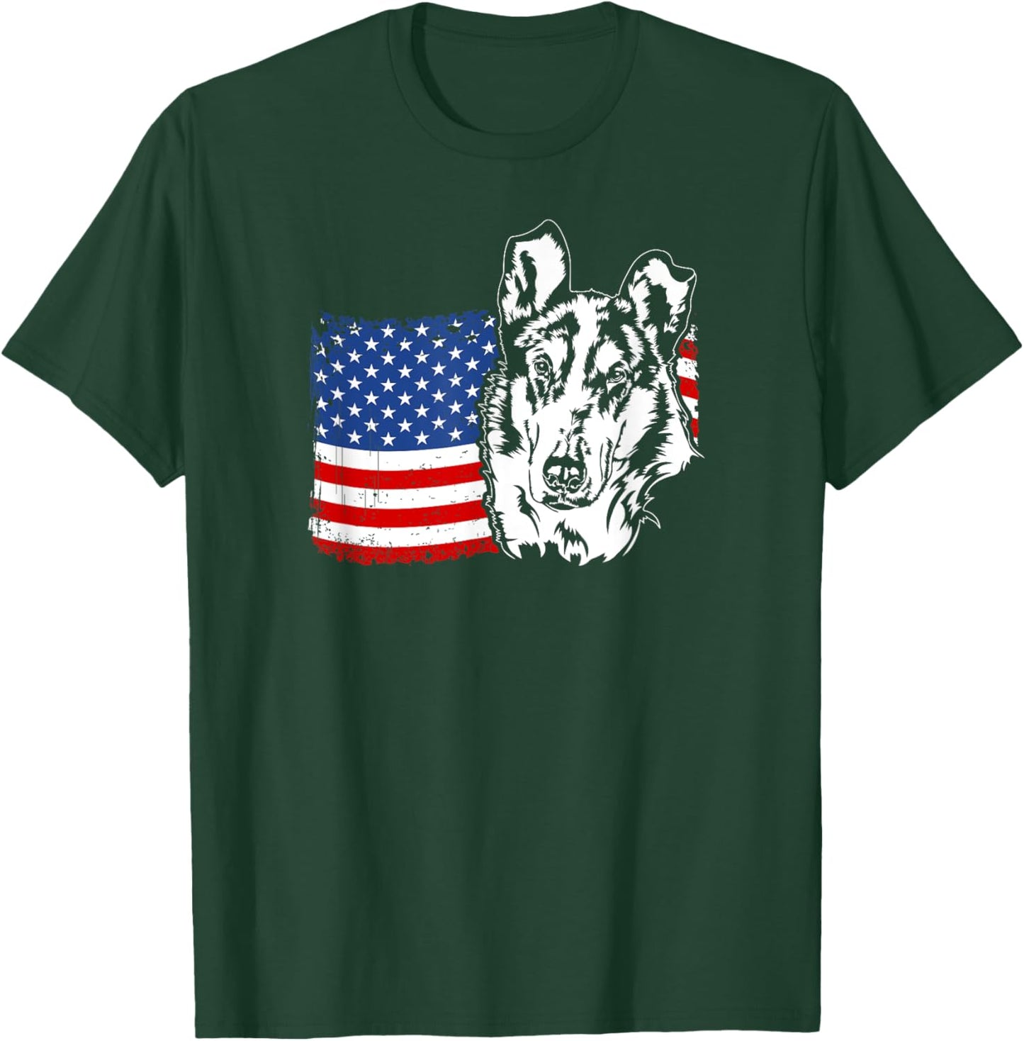 Proud Smooth Collie American US Flag Patriotic Dog Men Women T-Shirt - T-Shirt | Forest
