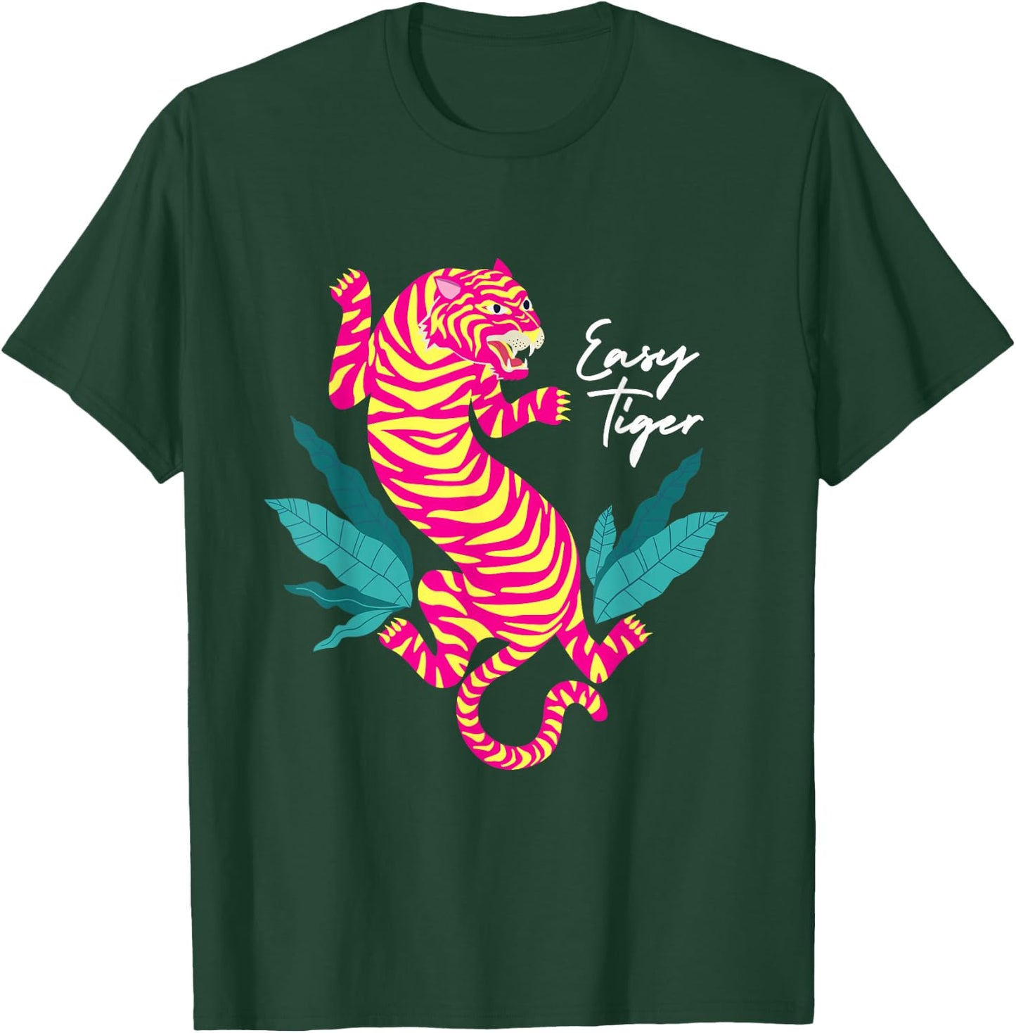 Tiger Apparel & Clothing Retro Hip Fashion Graphic - Women's -Adults Black Animal Print Classic Fit Short Sleeve - Small T-Shirt - T-Shirt | Forest