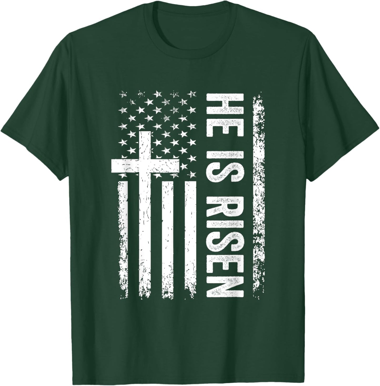 He Is Risen Christian Faith Religious Jesus Cross T-Shirt - T-Shirt | Forest