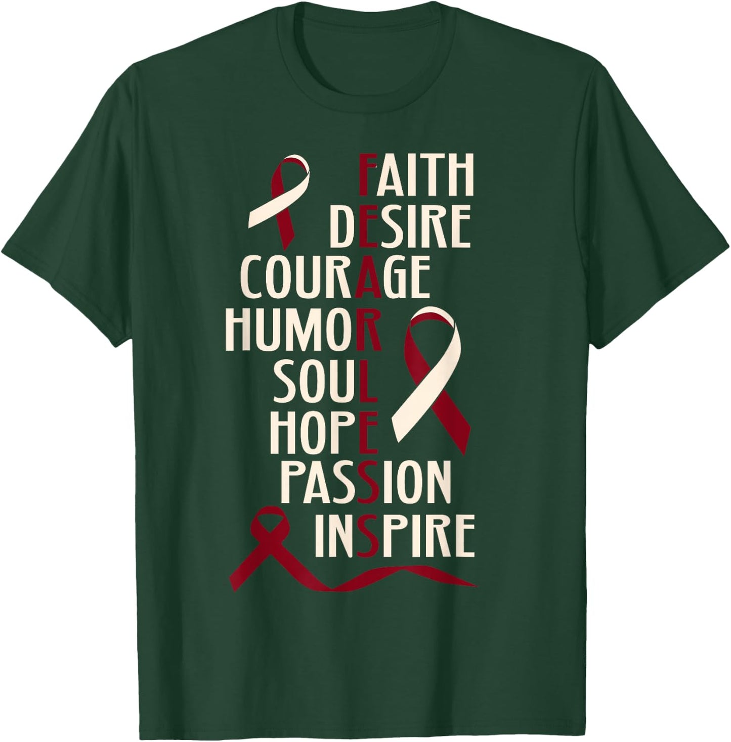 Oral Head Neck Cancer Awareness Fearless Inspirational T-Shirt - T-Shirt | Forest