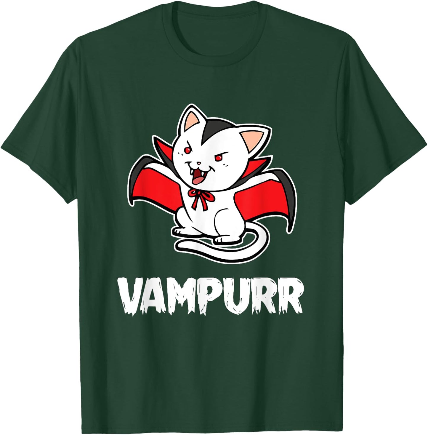 Vampurr Halloween Costume Funny Vampire Kitten Cat Dracula Men Women Kids T-Shirt - T-Shirt | Forest