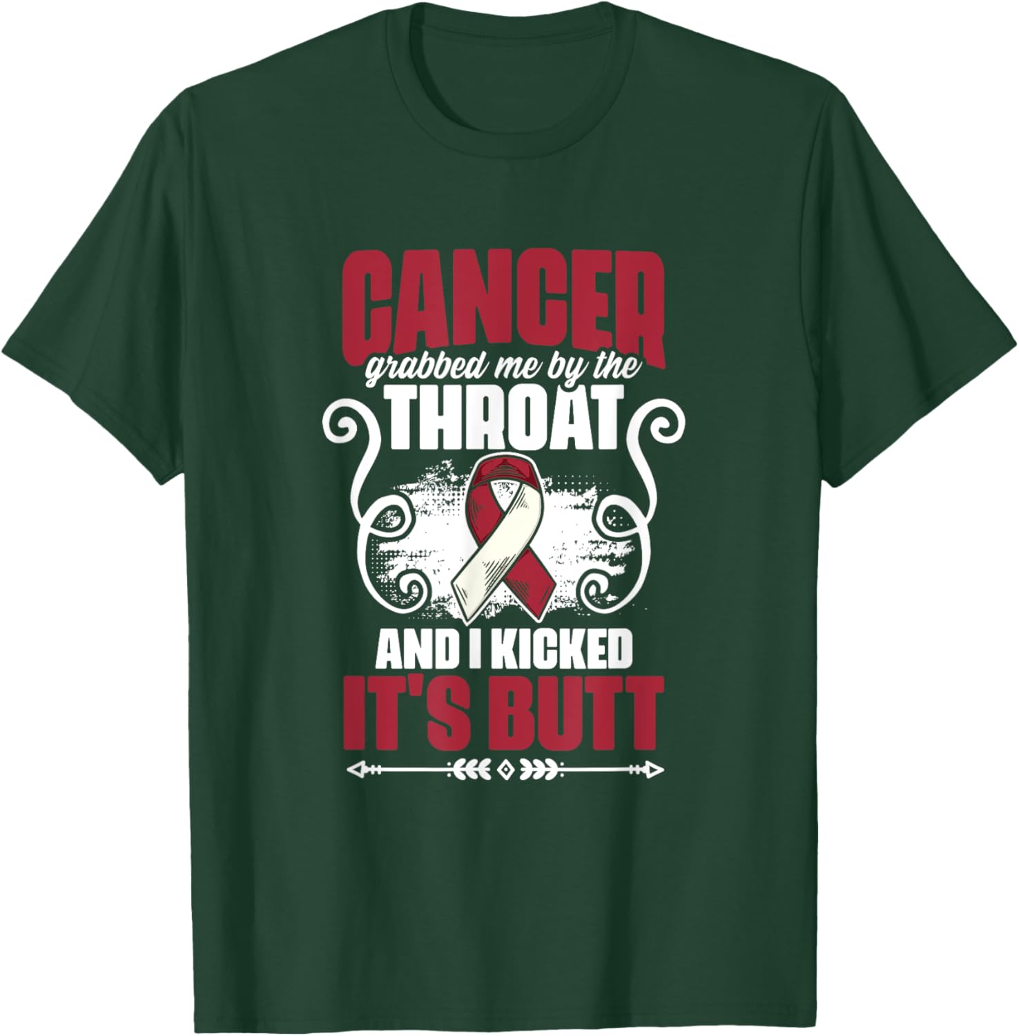 Cancer Grabbed Me By Throat Head And Neck Cancer Awareness T-Shirt - T-Shirt | Forest