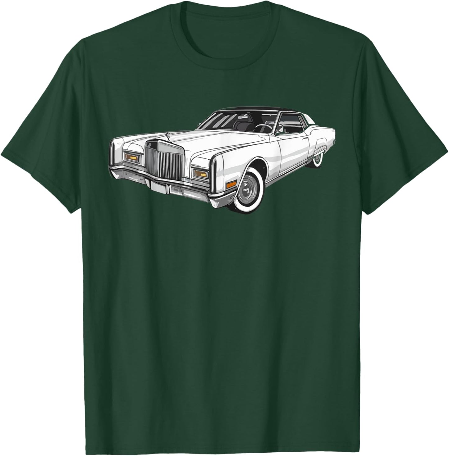 Classic Car 1967 vintage Lincoln Continental outline graphic (white) , Small, Black T-Shirt - T-Shirt | Forest