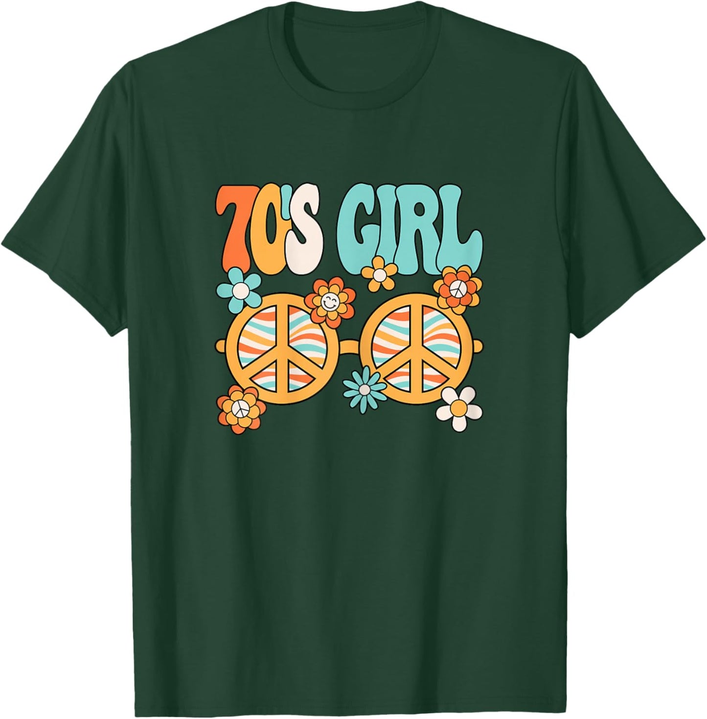 70's Girl 1970s Peace Hippie Disco Party Outfit Groovy Women T-Shirt - T-Shirt | Forest