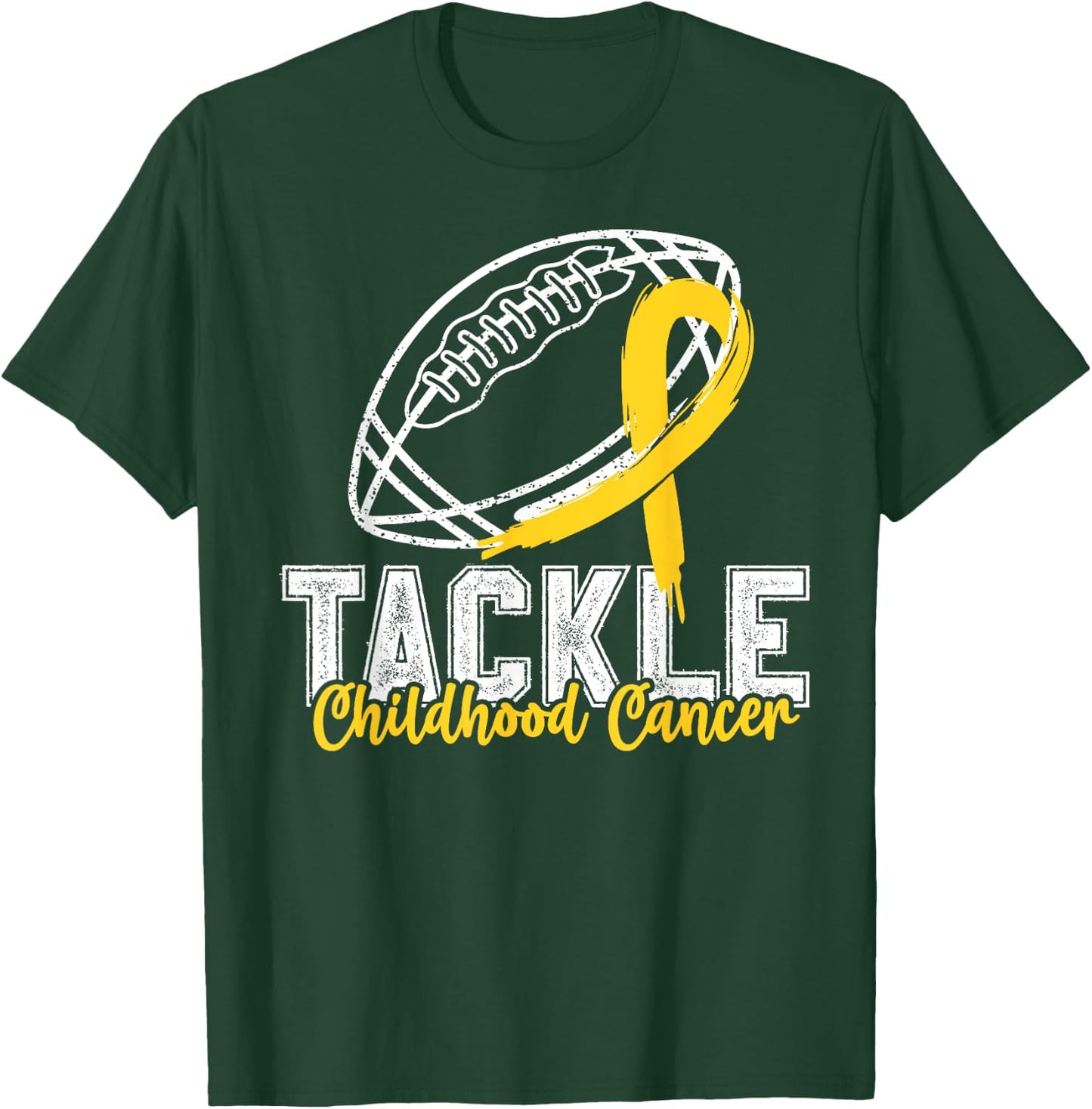 Tackle Childhood Cancer Football Childhood Cancer Awareness T-Shirt - T-Shirt | Forest
