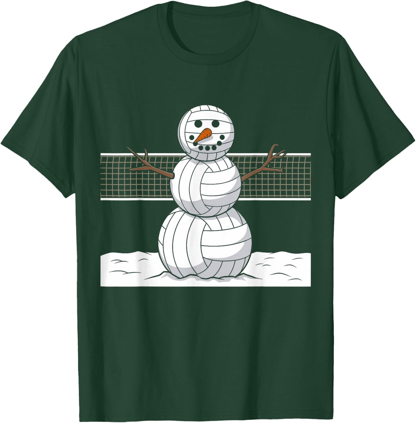 Funny Volleyball Snowman Balls Snow Winter Holiday T-Shirt - T-Shirt | Forest