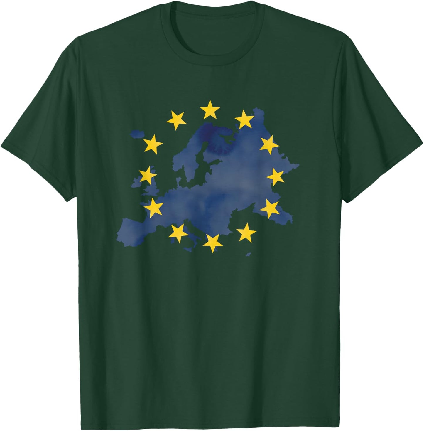 Map of Europe European Union Yellow Stars Starry Night EU T-Shirt - T-Shirt | Forest