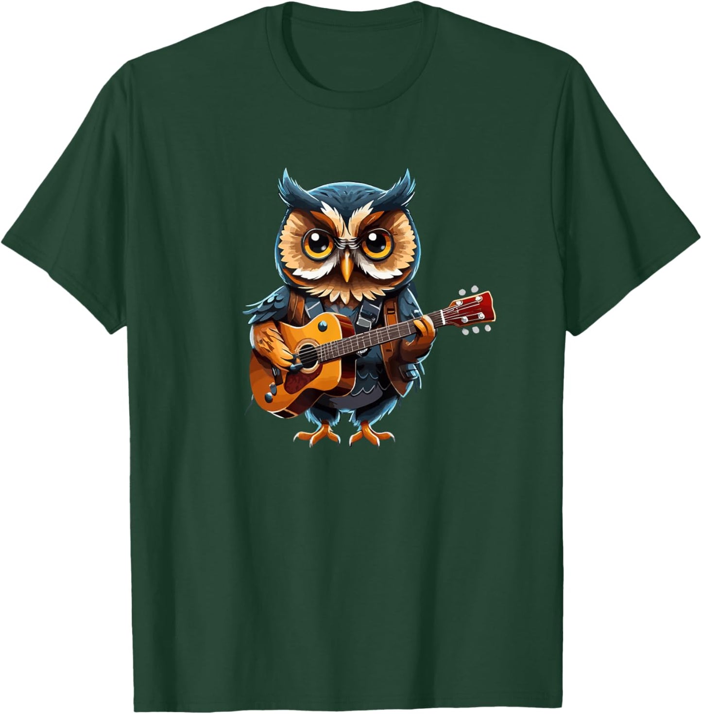 Owl playing Acoustic Guitar, Owl Guitarist T-Shirt - T-Shirt | Forest