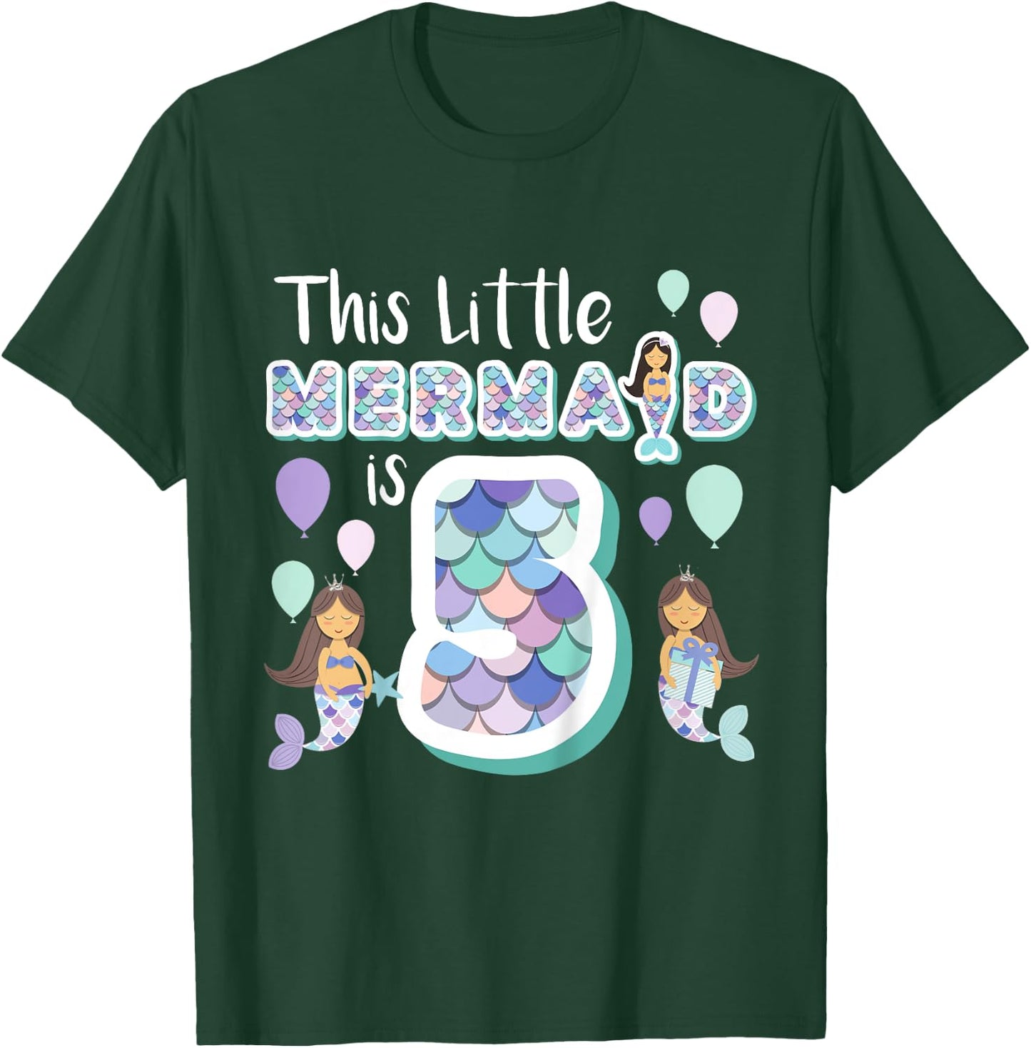 5 Year Old Mermaid Birthday Party Theme Girl 5th Girls Gift T-Shirt - T-Shirt | Forest