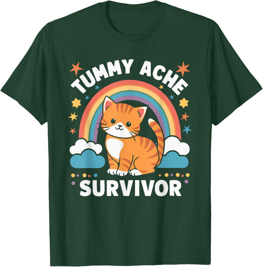 Tummy Ache Survivor Cat Men Women T-Shirt - T-Shirt | Forest