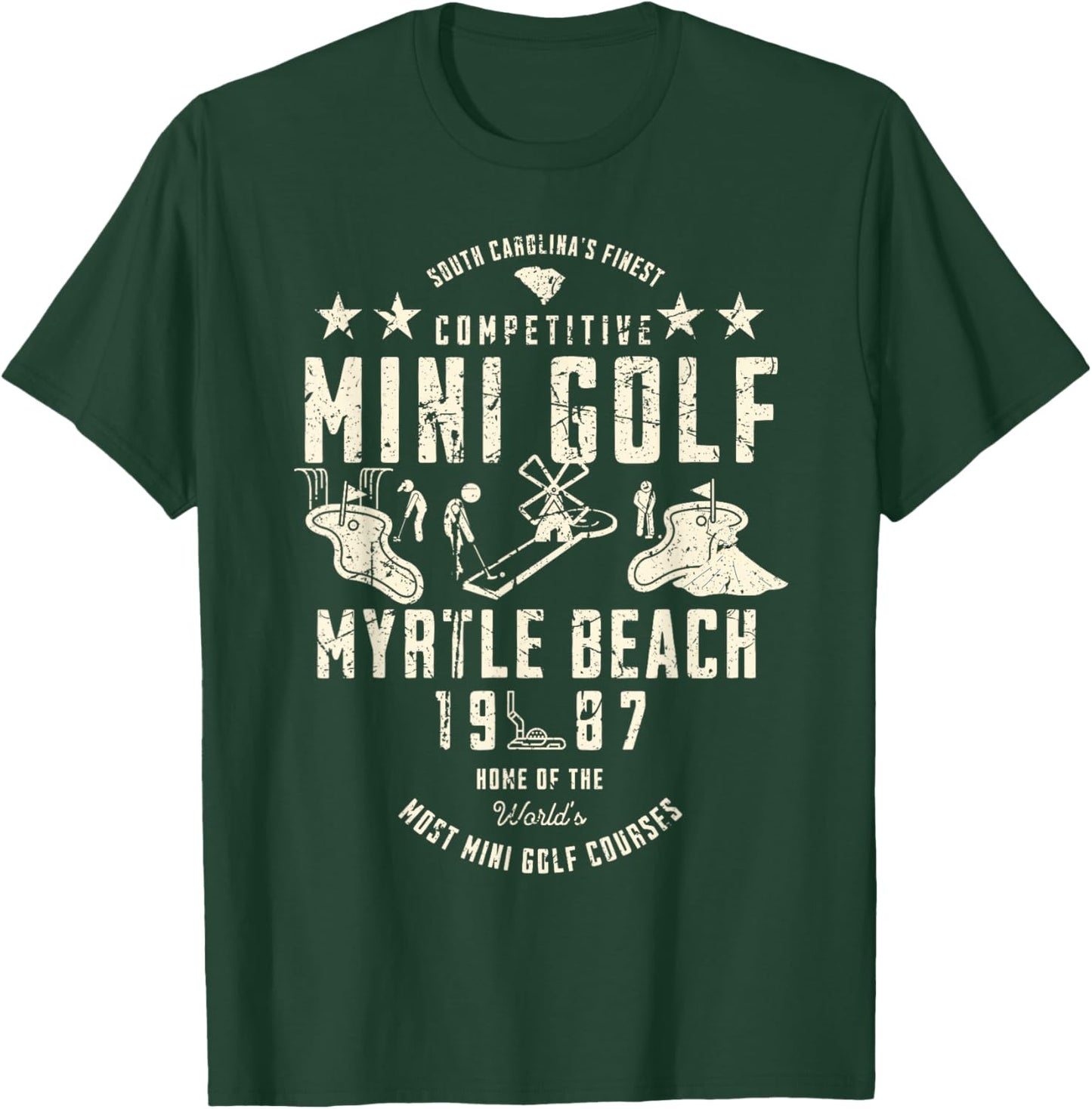 South Carolina's Finest Mini Golf Myrtle Beach 1987 Vintage T-Shirt - T-Shirt | Forest