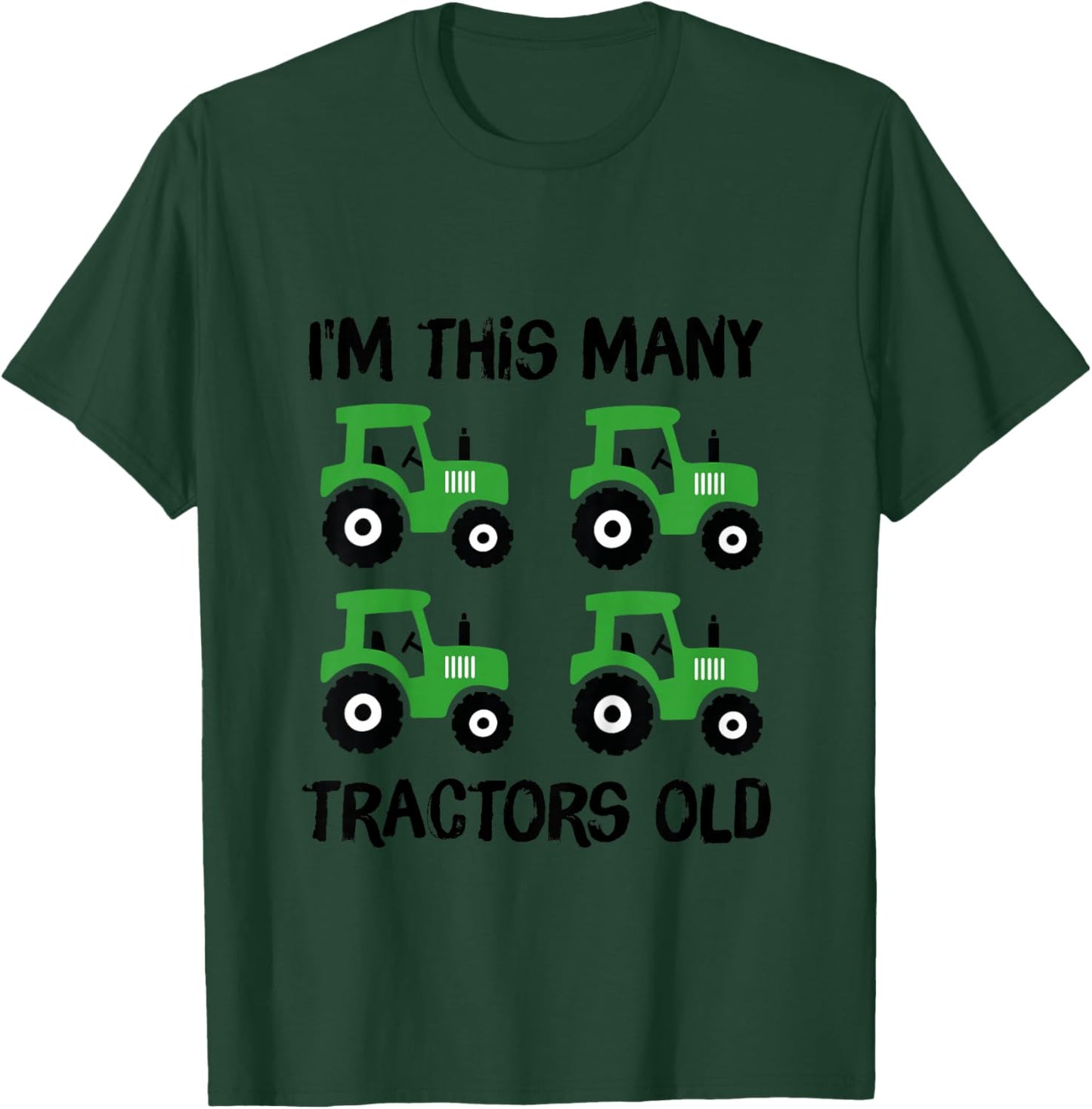 Kids Kids I'm this many Tractors Old Boy 4th Birthday 4 Years Old T-Shirt - T-Shirt | Forest