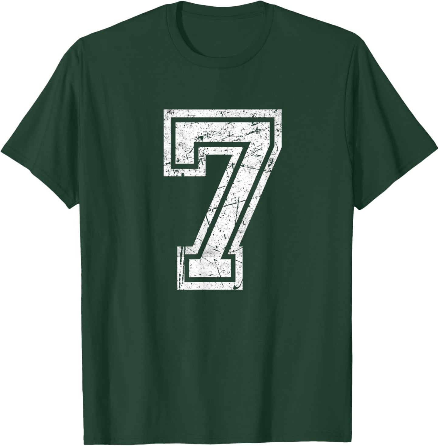 Vintage Number #7 Sport White Varsity Number T-Shirt - T-Shirt | Forest