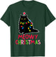 Meowy Christmas Xmas Lights Black Cat Pajamas Family Funny T-Shirt - T-Shirt | Forest