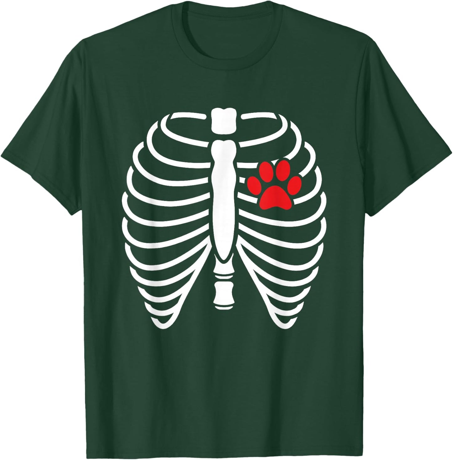 Funny Xray Halloween Costume Rib Cage Skeleton Dog Cat Paw Men Women Kids T-Shirt - T-Shirt | Forest