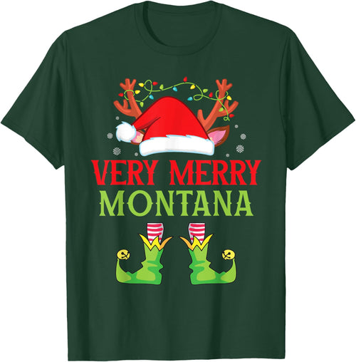 Festive Christmas Elf & Santa Claus Very Merry in MONTANA
