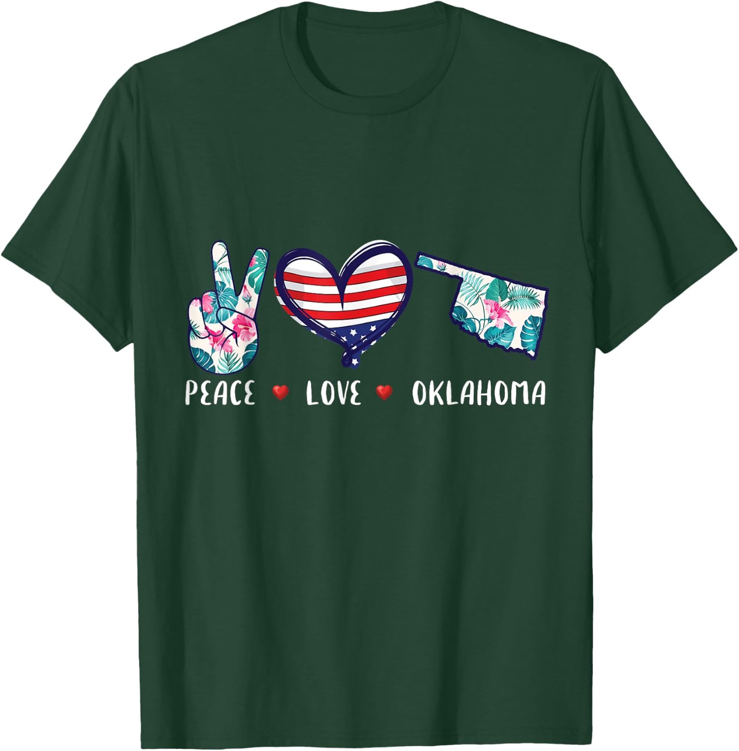 Peace love Oklahoma flag grown Souvenirs women kids T-Shirt - T-Shirt | Forest