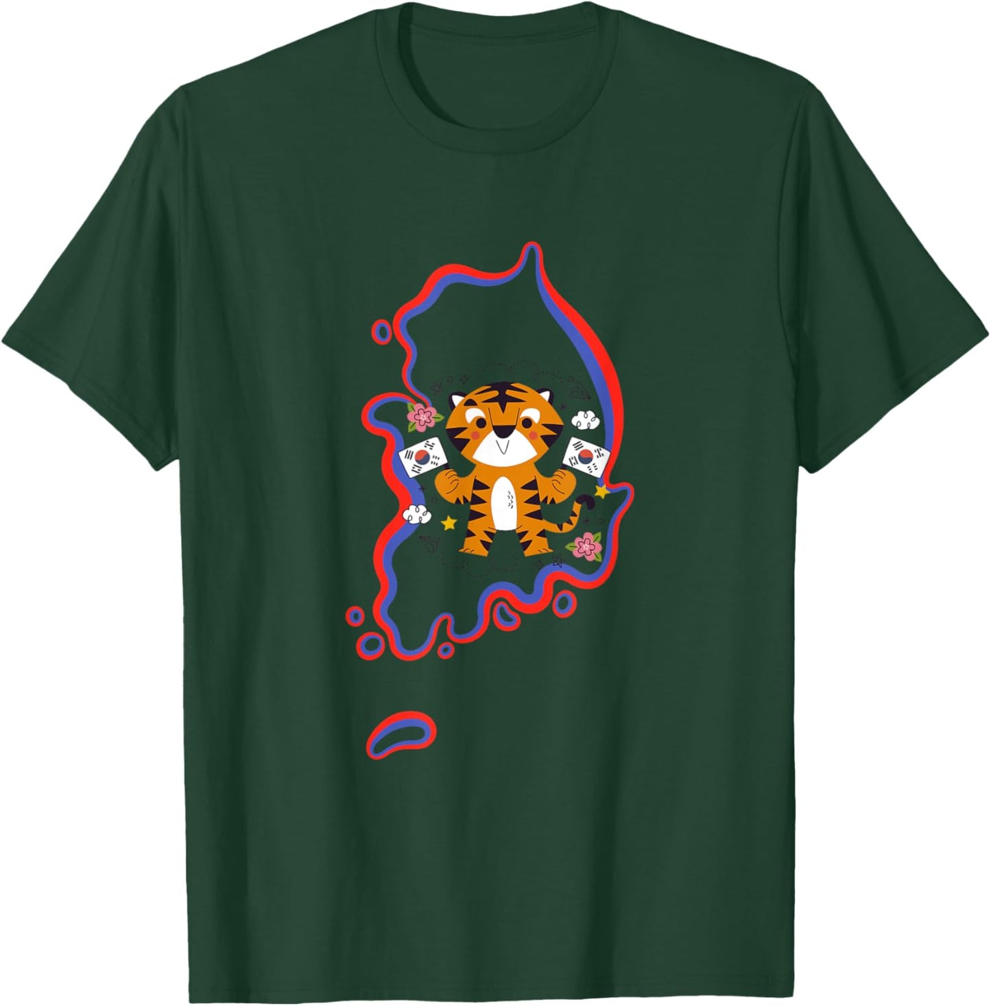 Korean tiger country flag South Korea year of the tiger T-Shirt - T-Shirt | Forest