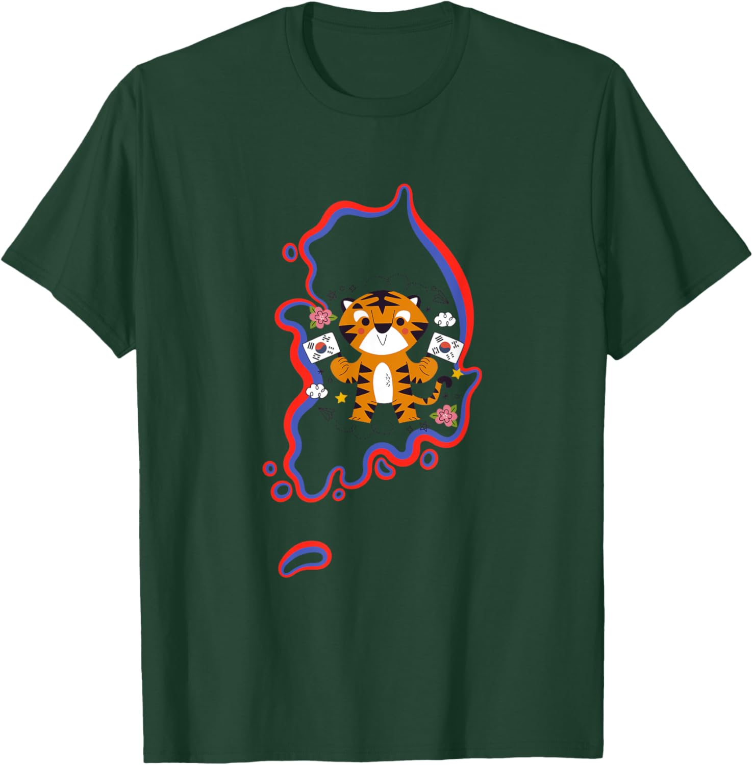 Korean tiger country flag South Korea year of the tiger T-Shirt - T-Shirt | Forest