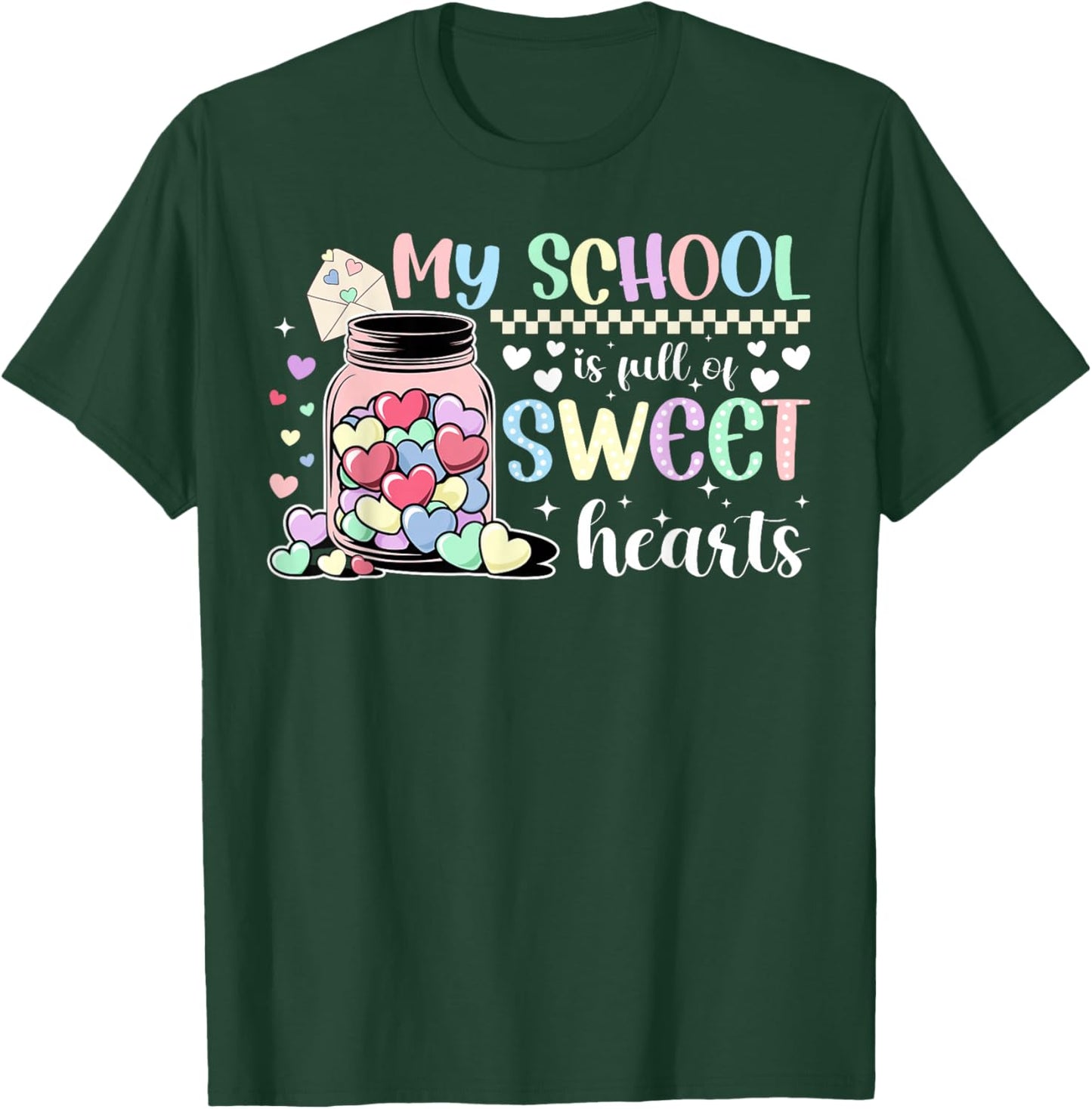 My School Valentine School Secretary Valentines Day T-Shirt - T-Shirt | Forest