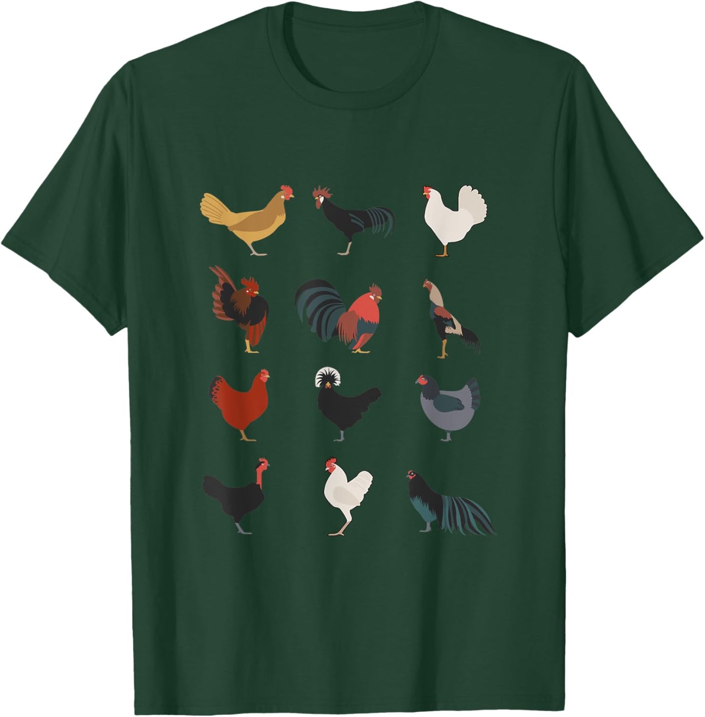 Beautiful Chickens Many Different Chicken Breeds Farming T-Shirt - T-Shirt | Forest