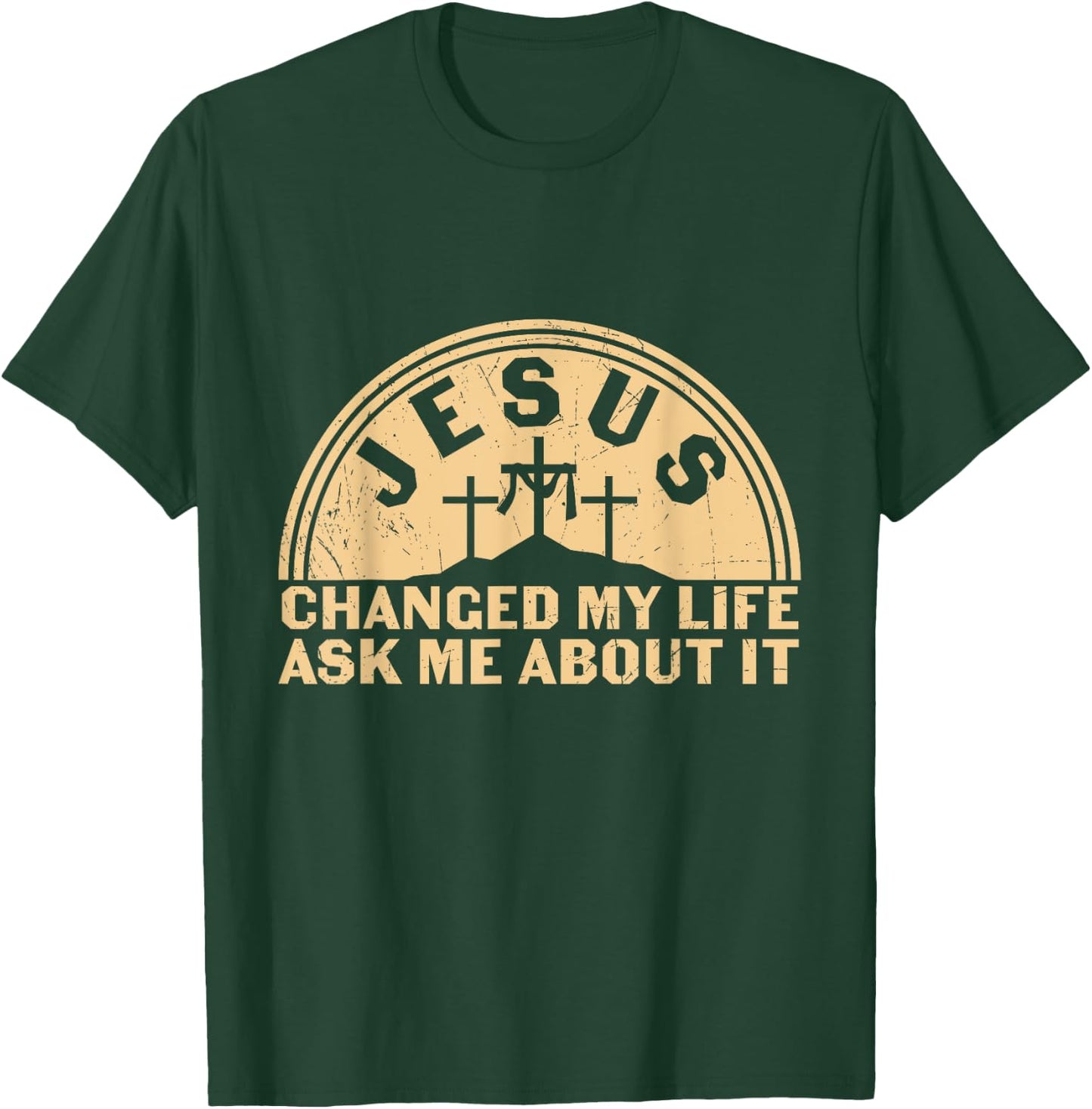 Retro Jesus Changed My Life Ask Me About It Christian Faith T-Shirt - T-Shirt | Forest