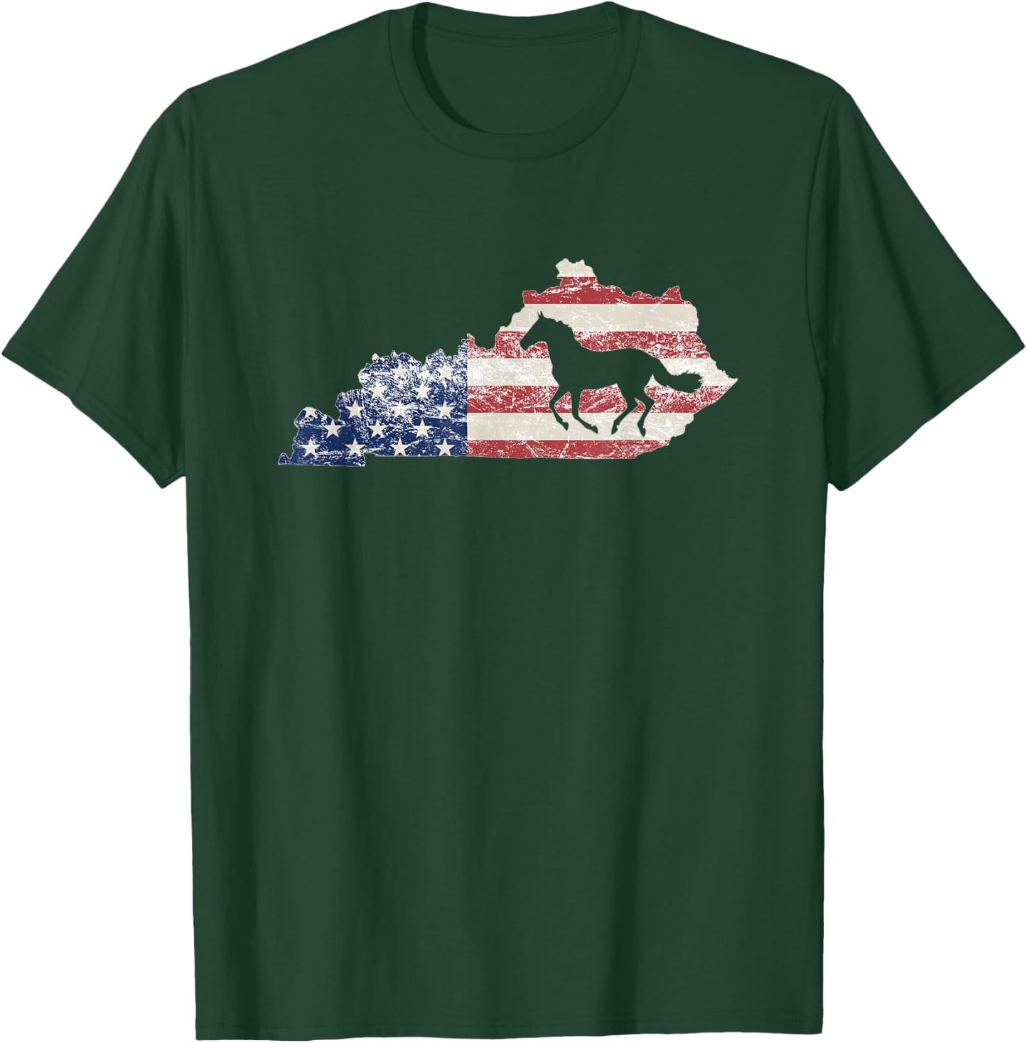 Kentucky , Kentucky Map, American Flag USA, Horse T-Shirt - T-Shirt | Forest