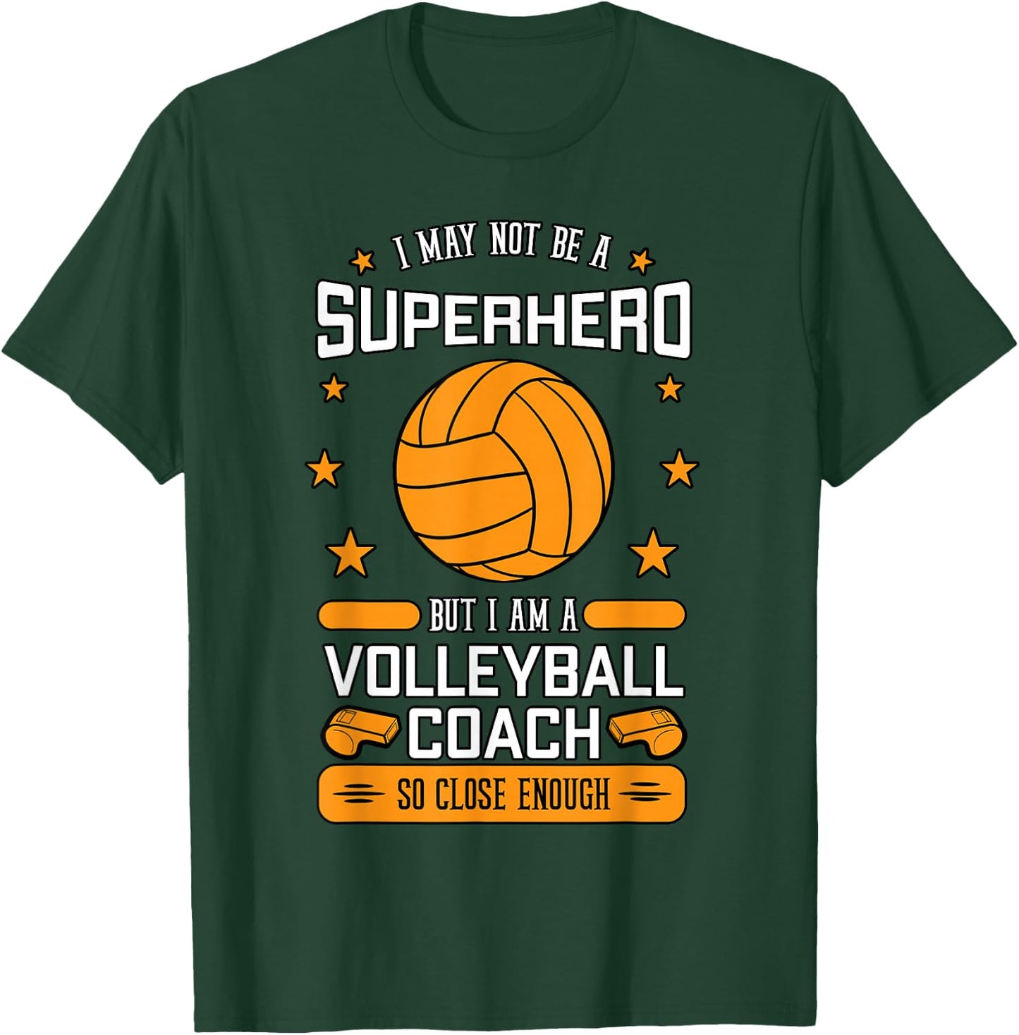 Volleyball Coach Team Superhero Sports Game Athlete Gift T-Shirt - T-Shirt | Forest