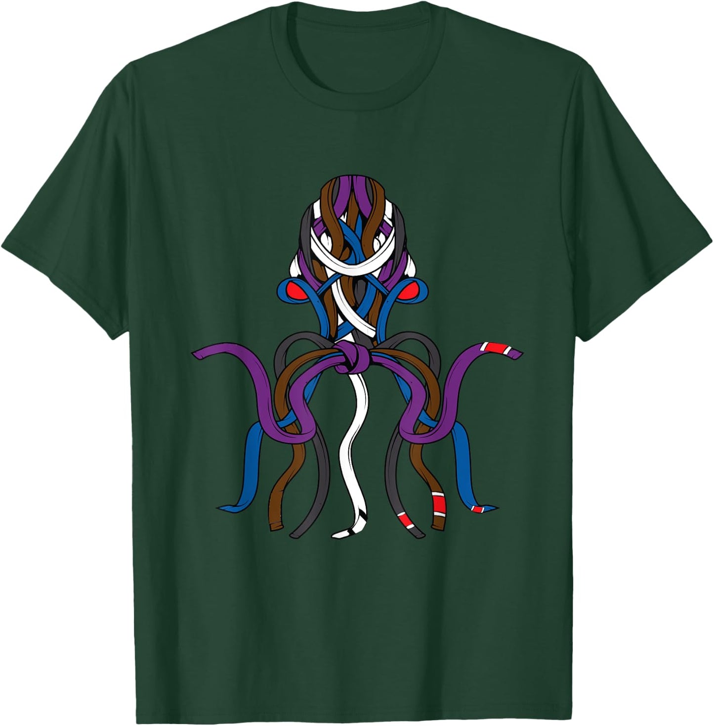 Cool Unique Jiu Jitsu Octopus Belts Brazil JiuJitsu Gift T-Shirt - T-Shirt | Forest