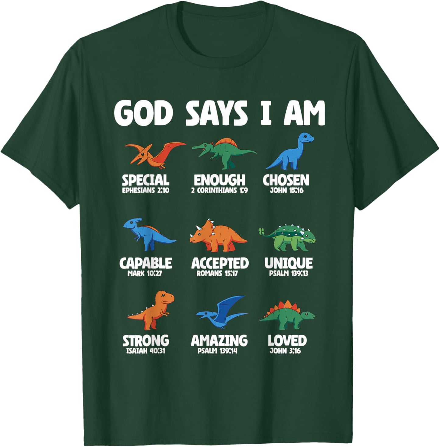 God Says I Am Dinosaur Lover Kids Boys Christian T-Shirt - T-Shirt | Forest