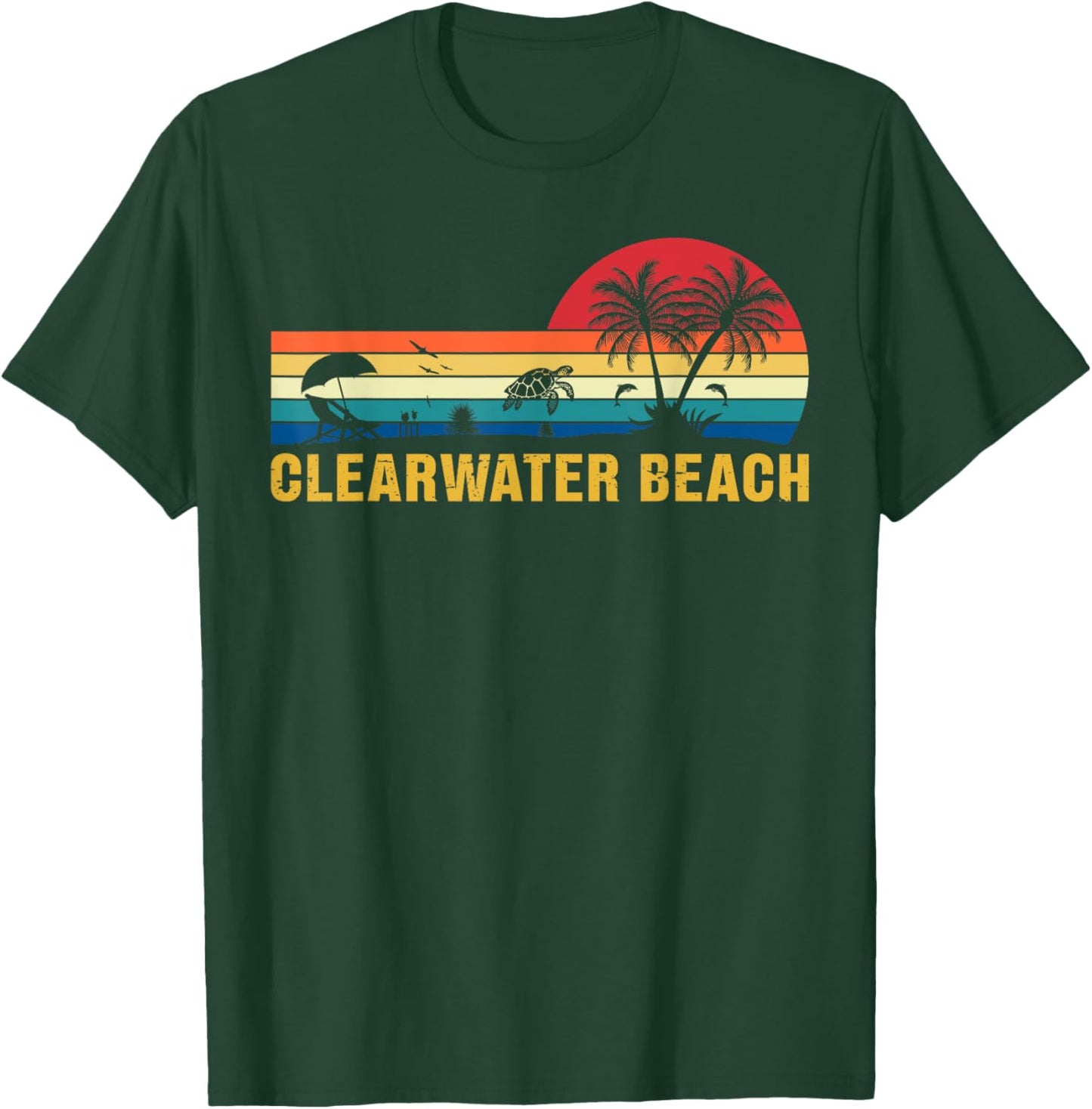 Family Vacation Vintage Clearwater Beach Florida Sea Turtle T-Shirt - T-Shirt | Forest