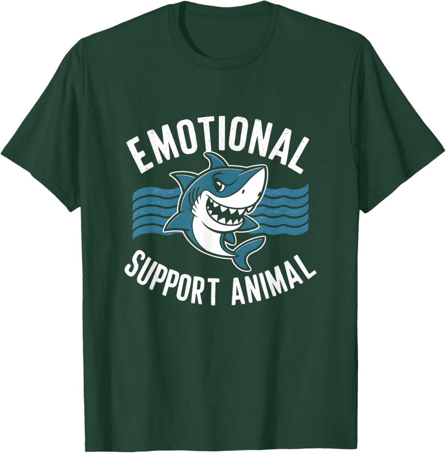 Emotional-Support Animal Funny Scary Shark Pun Humor Shark T-Shirt - T-Shirt | Forest