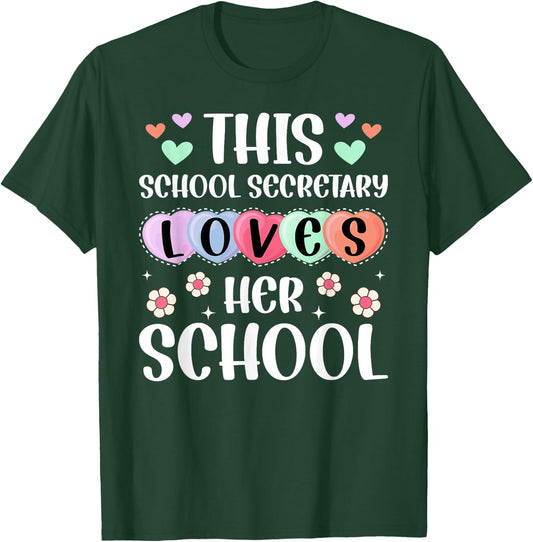 Valentine School Secretary Valentines Day T-Shirt - T-Shirt | Forest