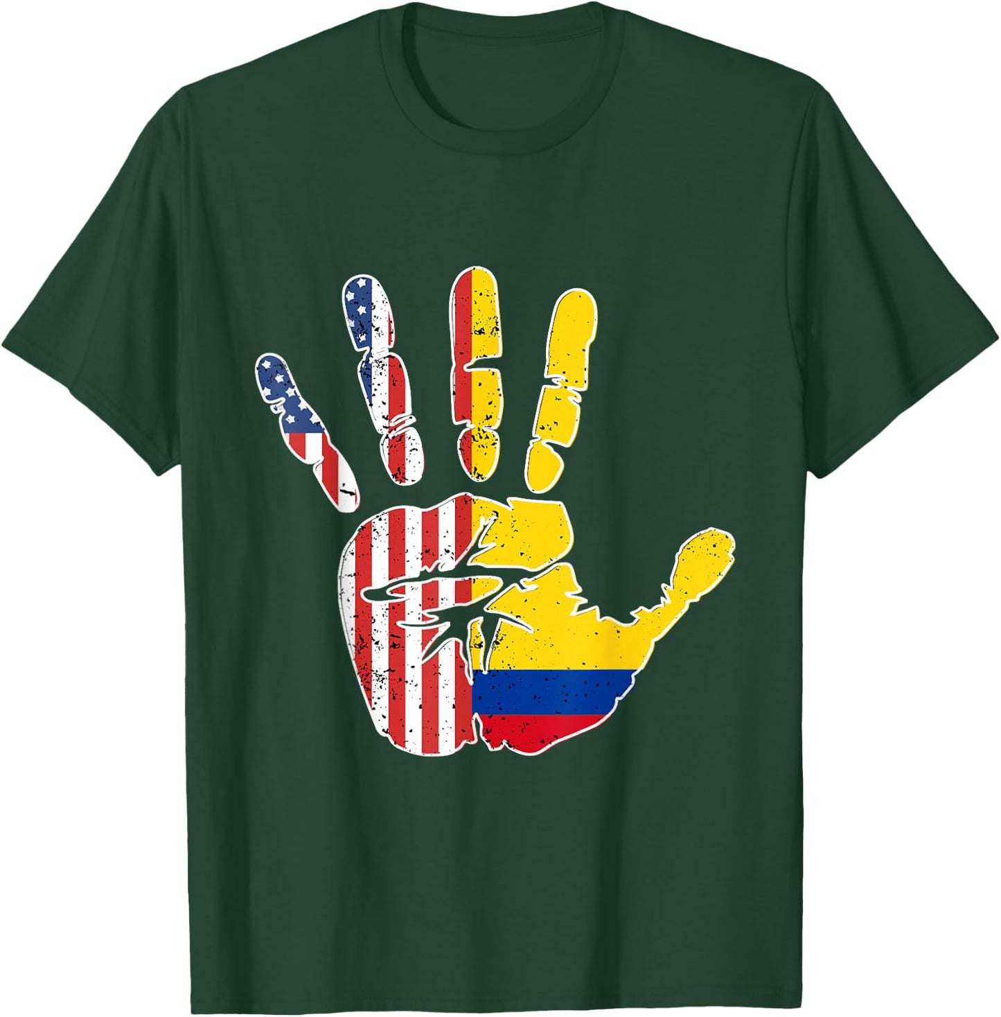 US Colombia Handprint Flag Proud Colombian American Heritage T-Shirt - T-Shirt | Forest